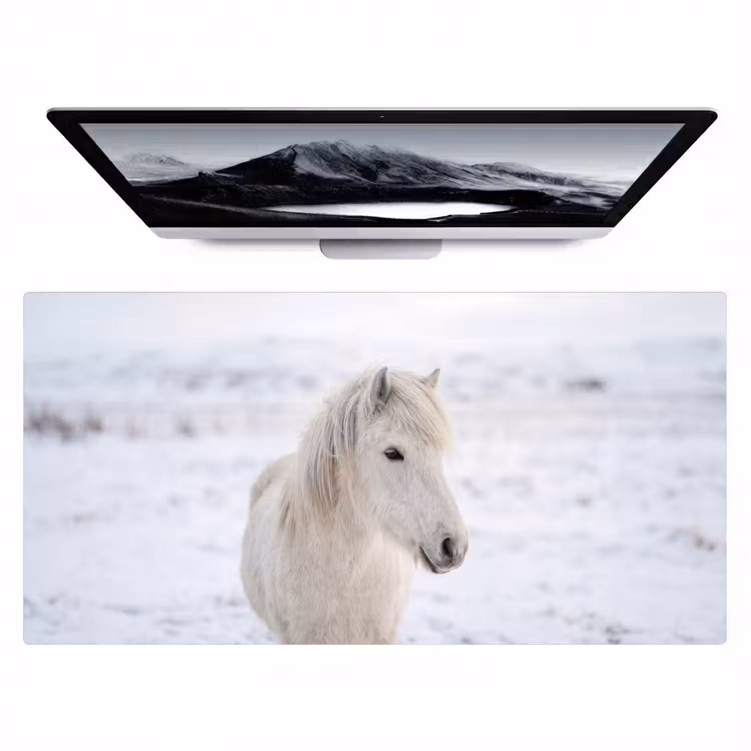 Paard - Kop - Winter - Dieren - Wit Muismat XXL klein -zzz3d