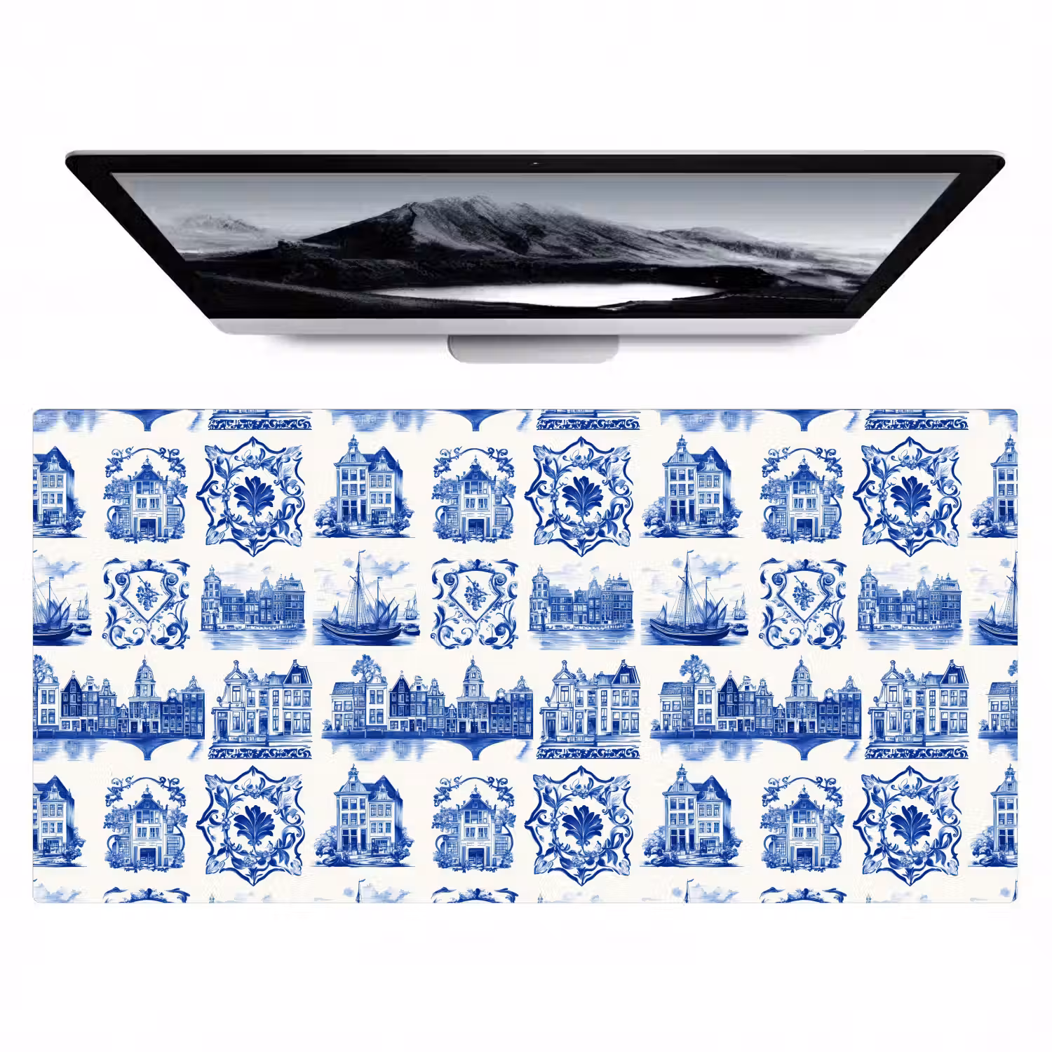 Huizen - Schepen - Blauw Muismat XXL klein 681 -zzz3d