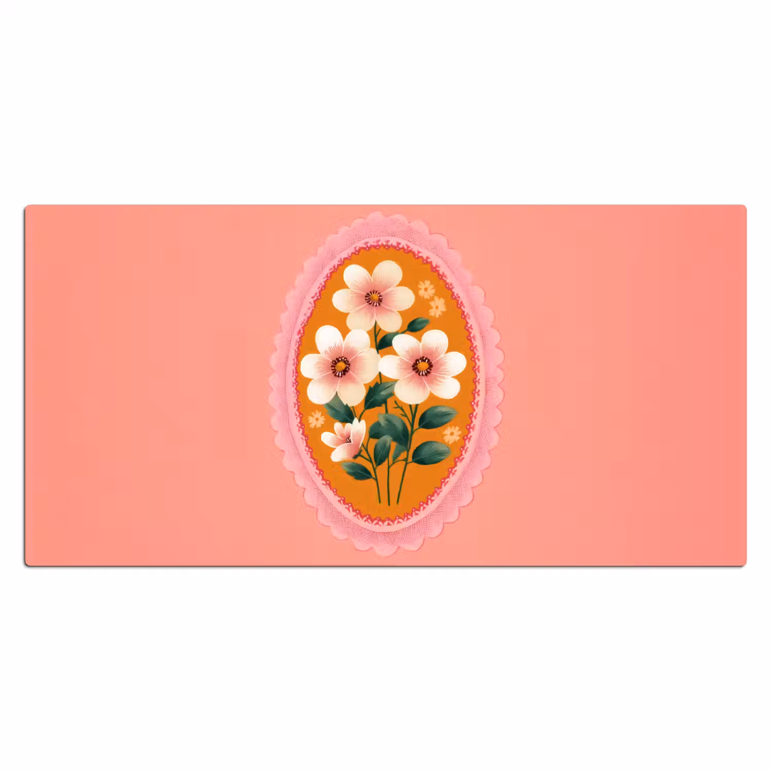 Illustratie - Bloemen - Rand - Roze Muismat XXL klein -3d_leeg