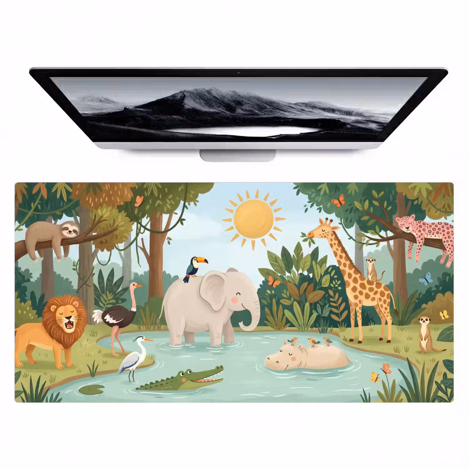 Jungle - Oase - Dieren - Kleurrijk Muismat XXL klein -zzz3d