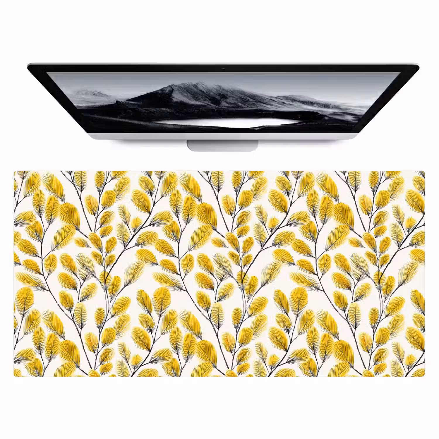 Bladeren - Botanisch - Elegant - Geel - Zwart Muismat XXL klein 681 -zzz3d