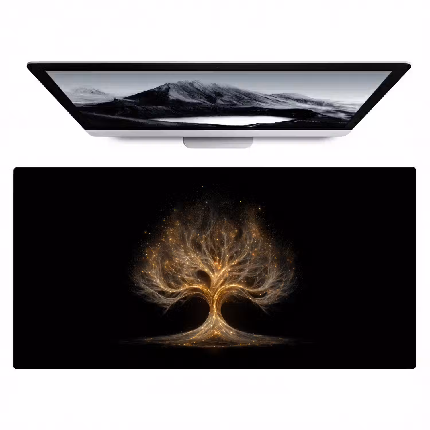 Lichtjes - Boom - Abstract - Zwart Muismat XXL klein -zzz3d