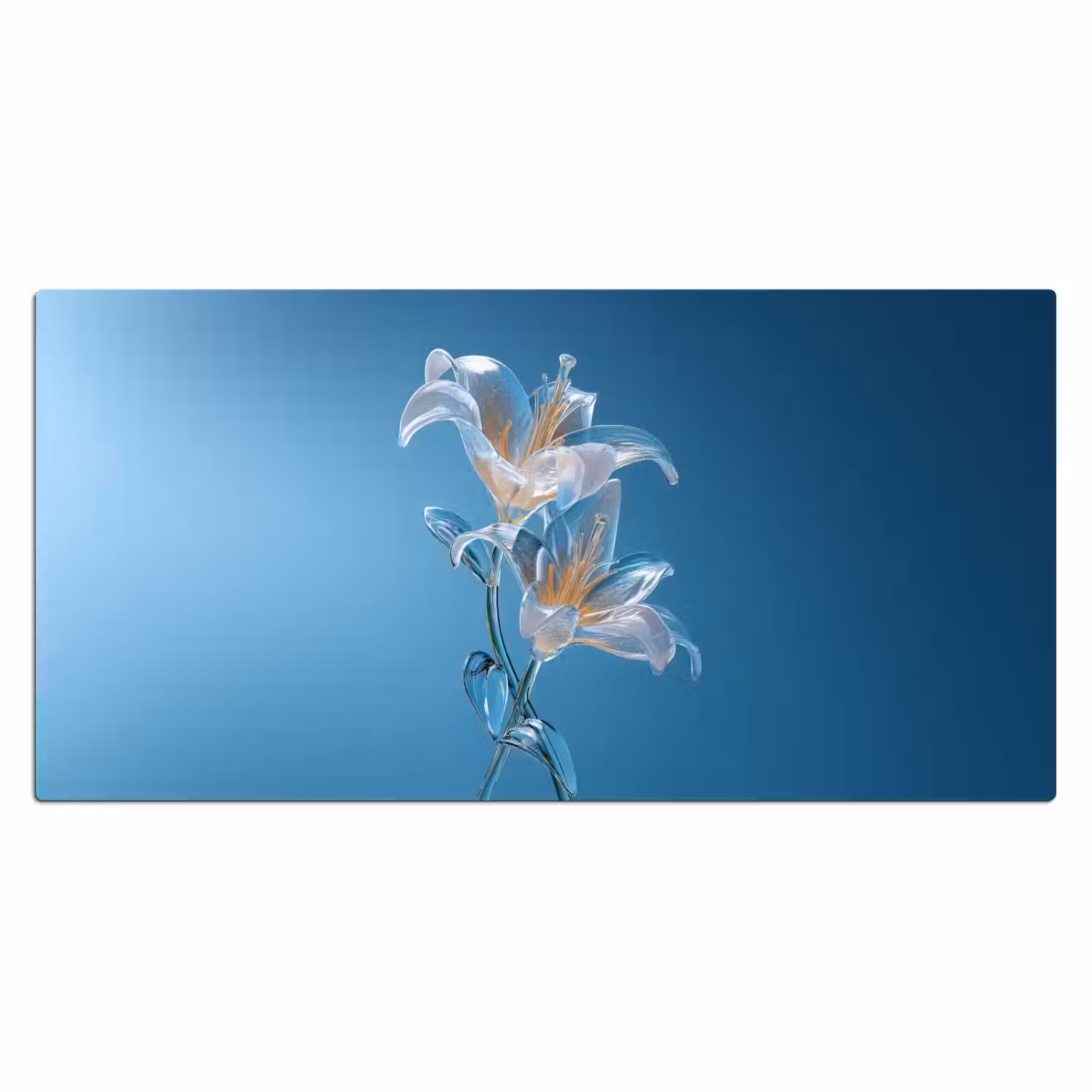 Lelies - Blauw - Glazen Muismat XXL klein -3d_leeg