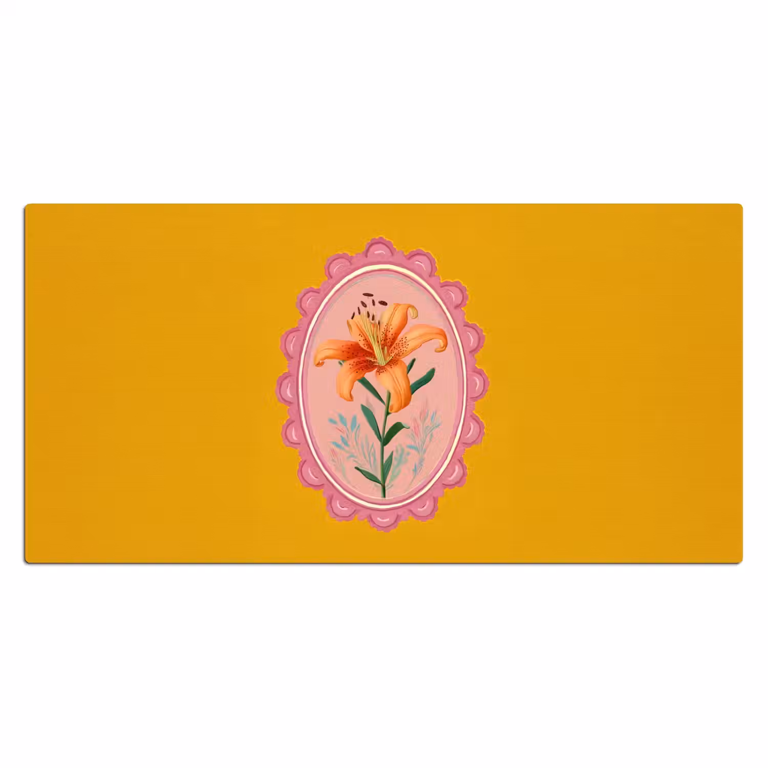 Lelie - Oranje - Lijst - Ovaal Muismat XXL klein -3d_leeg