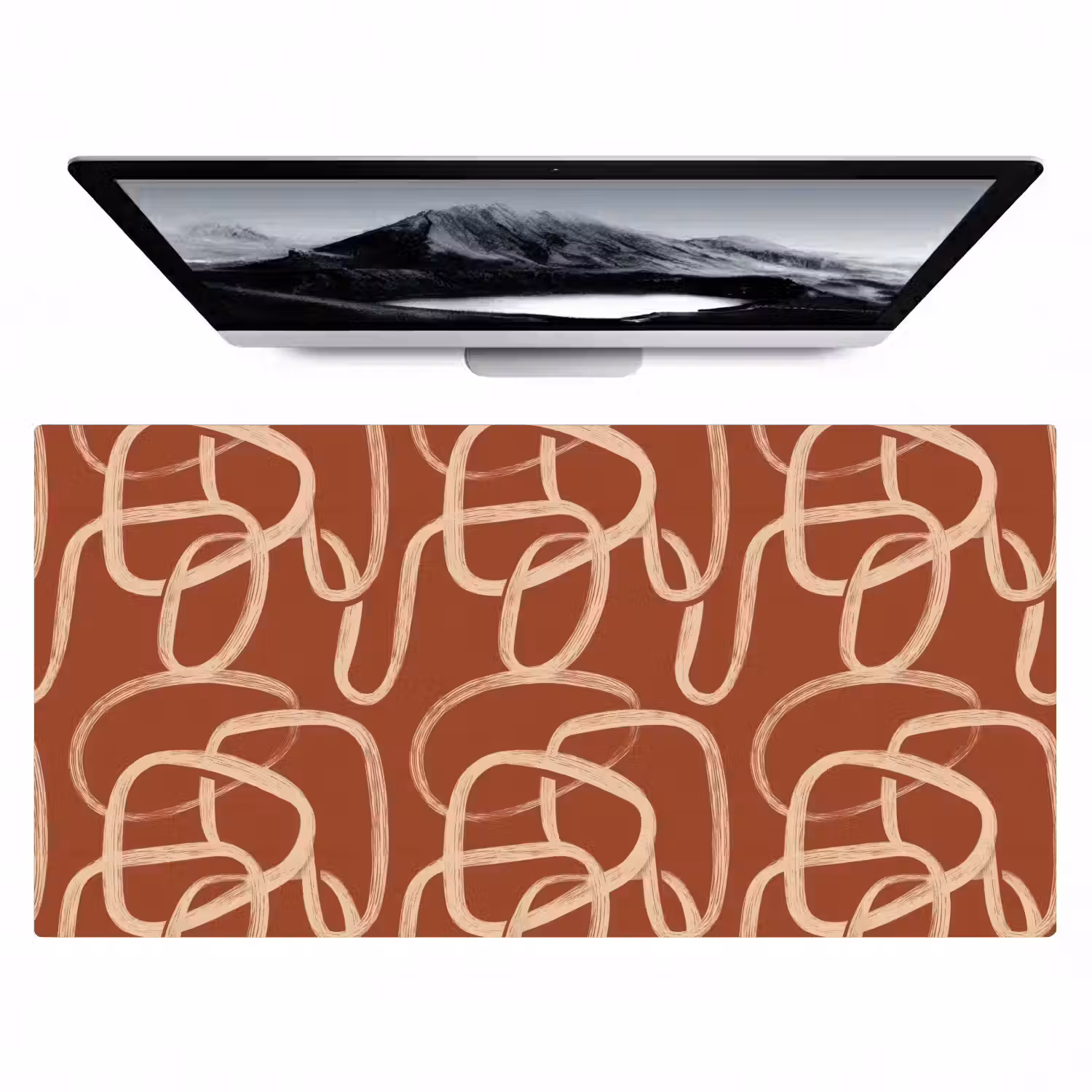 Lijnen - Abstract - Organisch - Terracotta - Crème Muismat XXL klein 681 -zzz3d