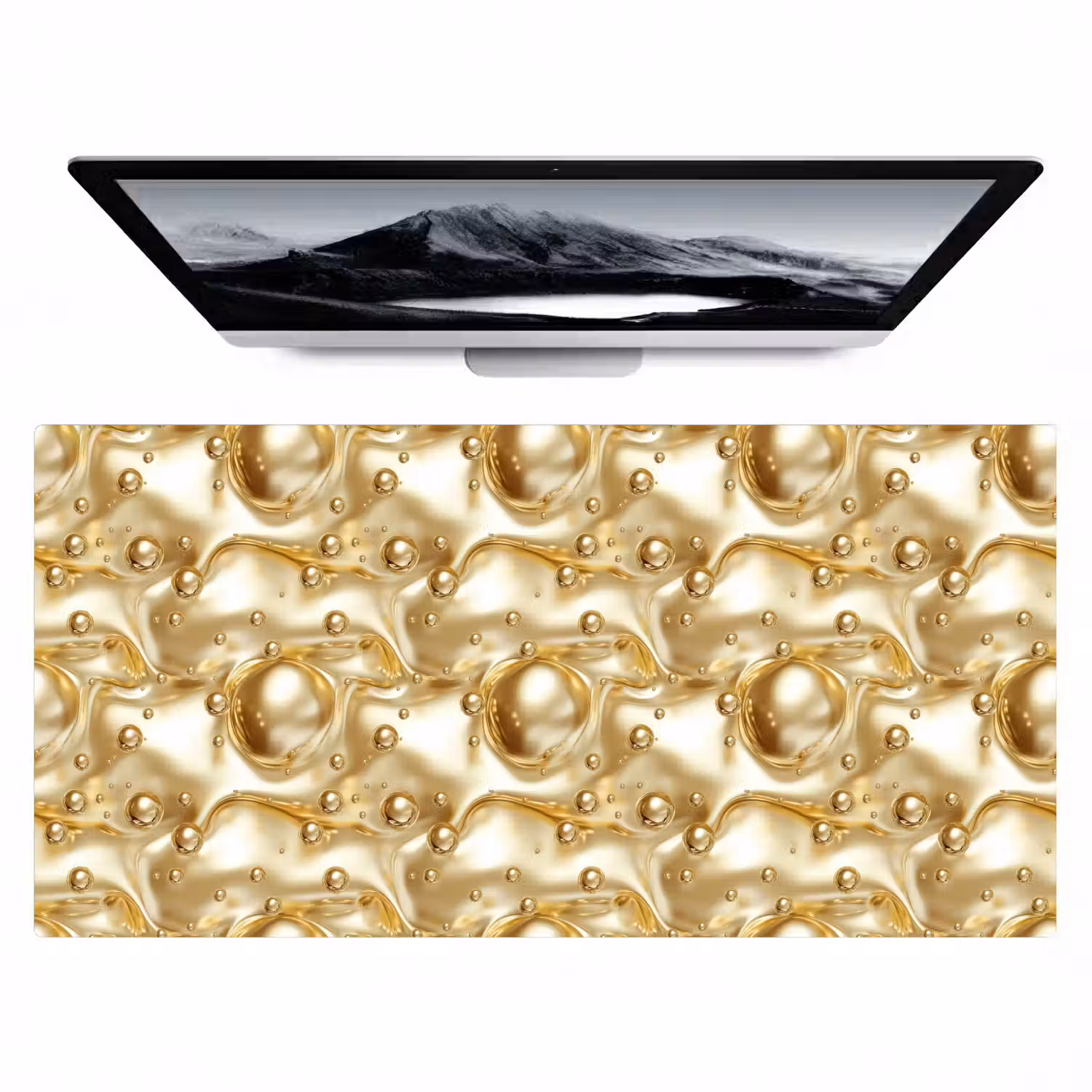 Vloeibaar - Druppels - Goud Muismat XXL klein 681 -zzz3d