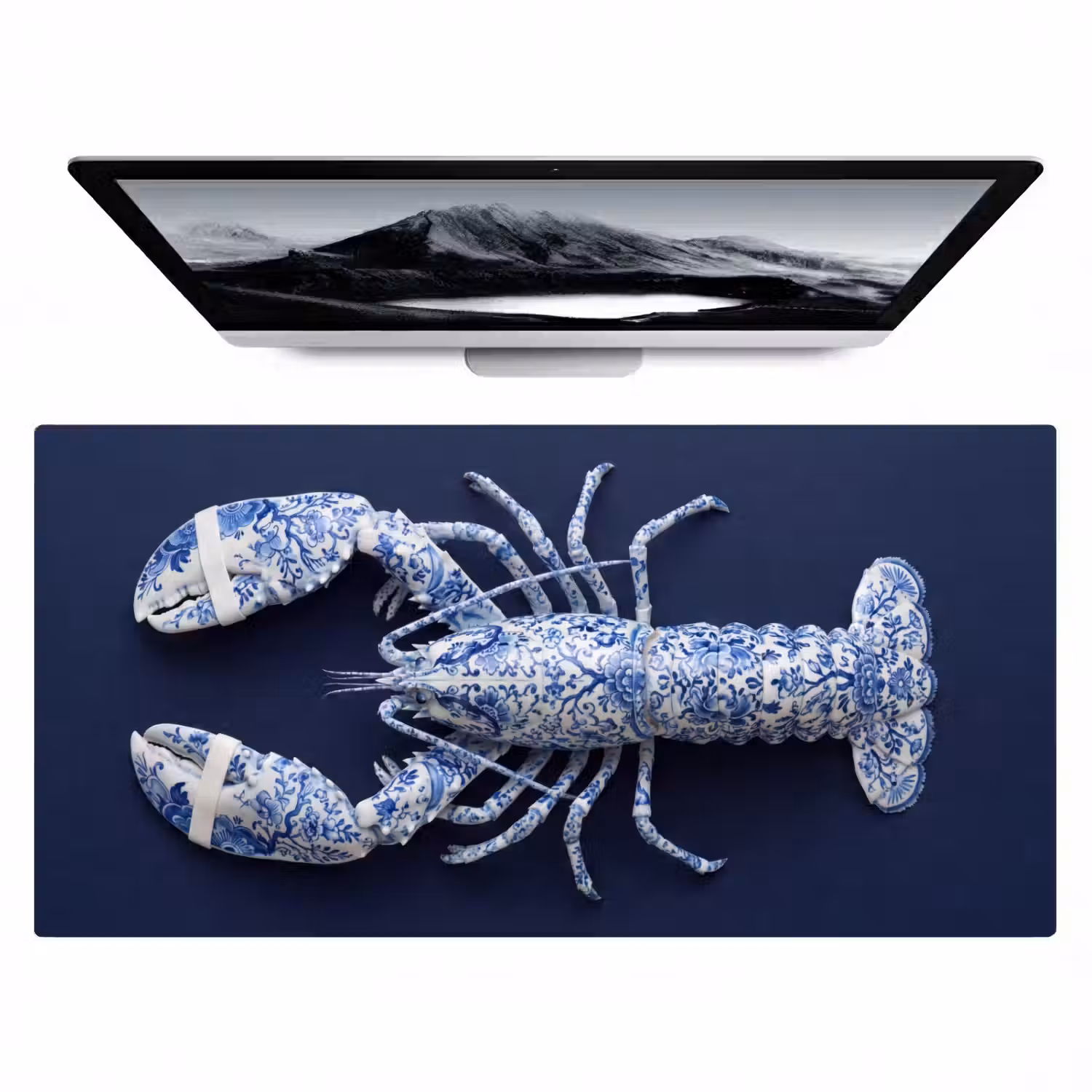 Kreeft - Porselein - Delfts - Blauw Muismat XXL klein -zzz3d