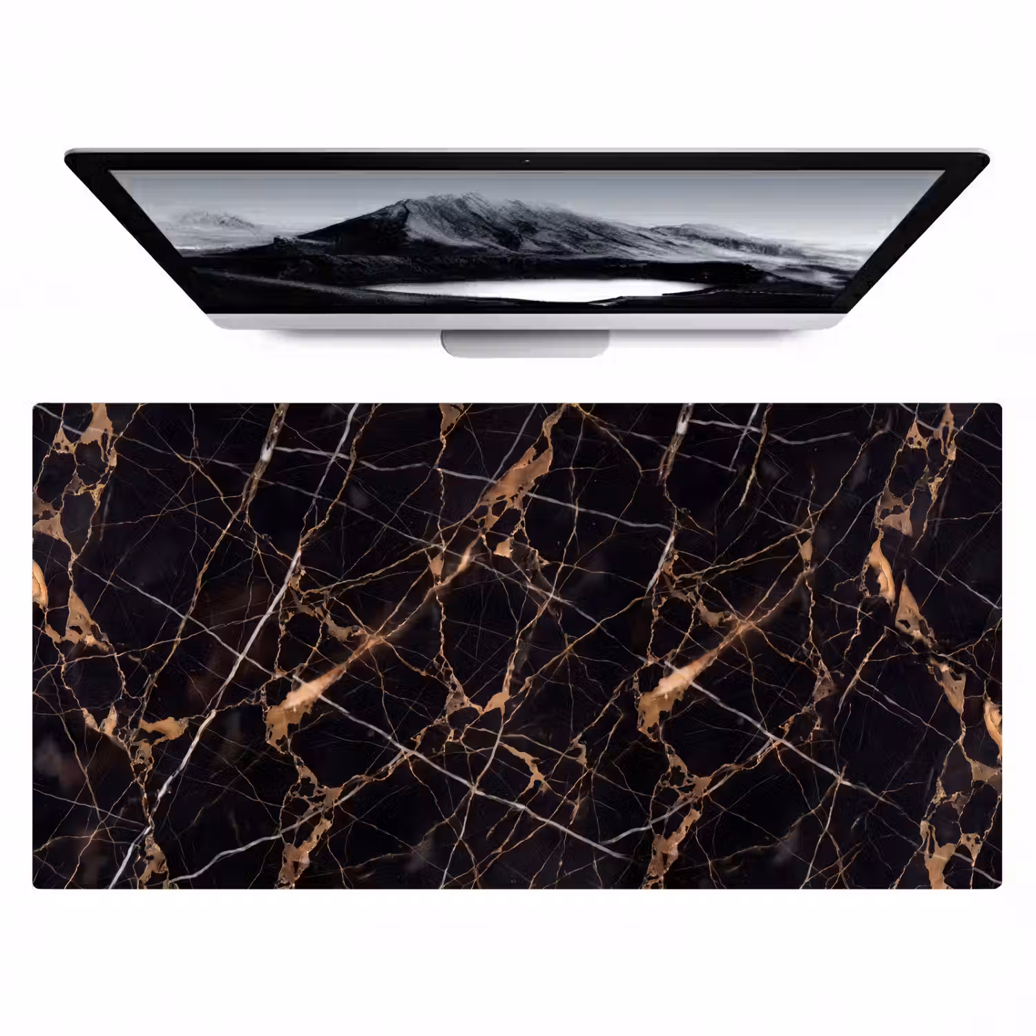 Marmer - Goud - Abstract - Zwart Muismat XXL klein -zzz3d
