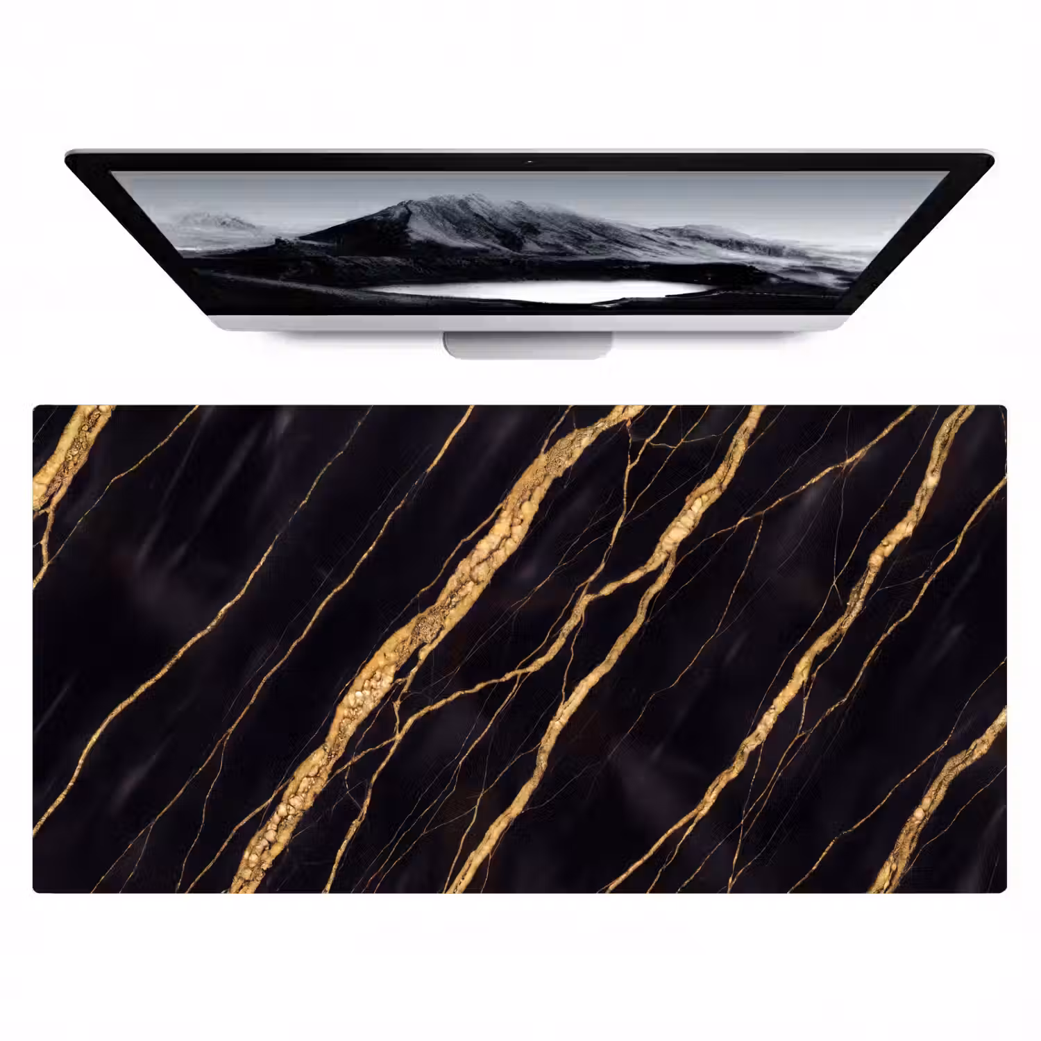 Marmer - Goud - Textuur - Abstract - Zwart Muismat XXL klein -zzz3d
