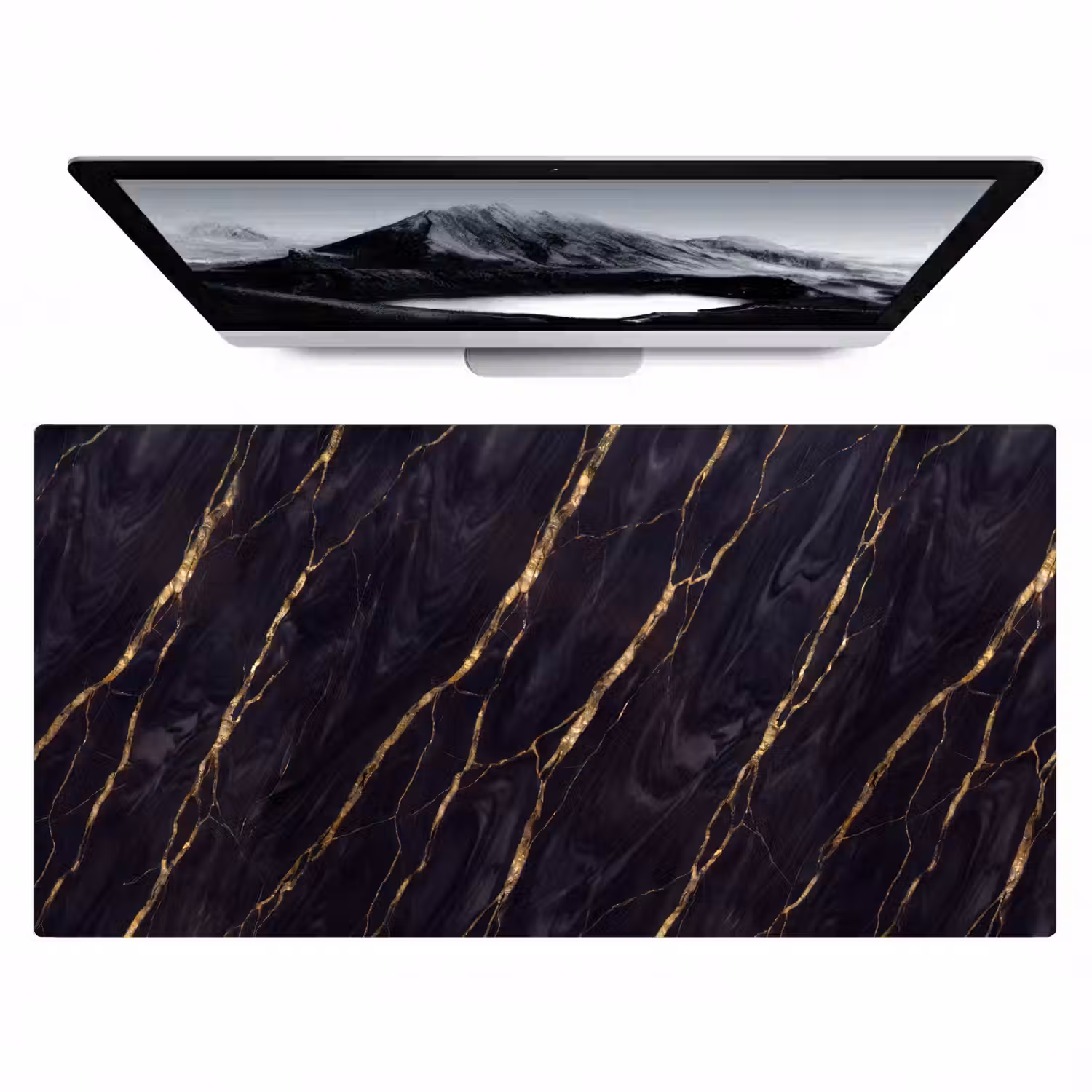 Marmer - Gouden aders - Abstract - Zwart Muismat XXL klein -zzz3d