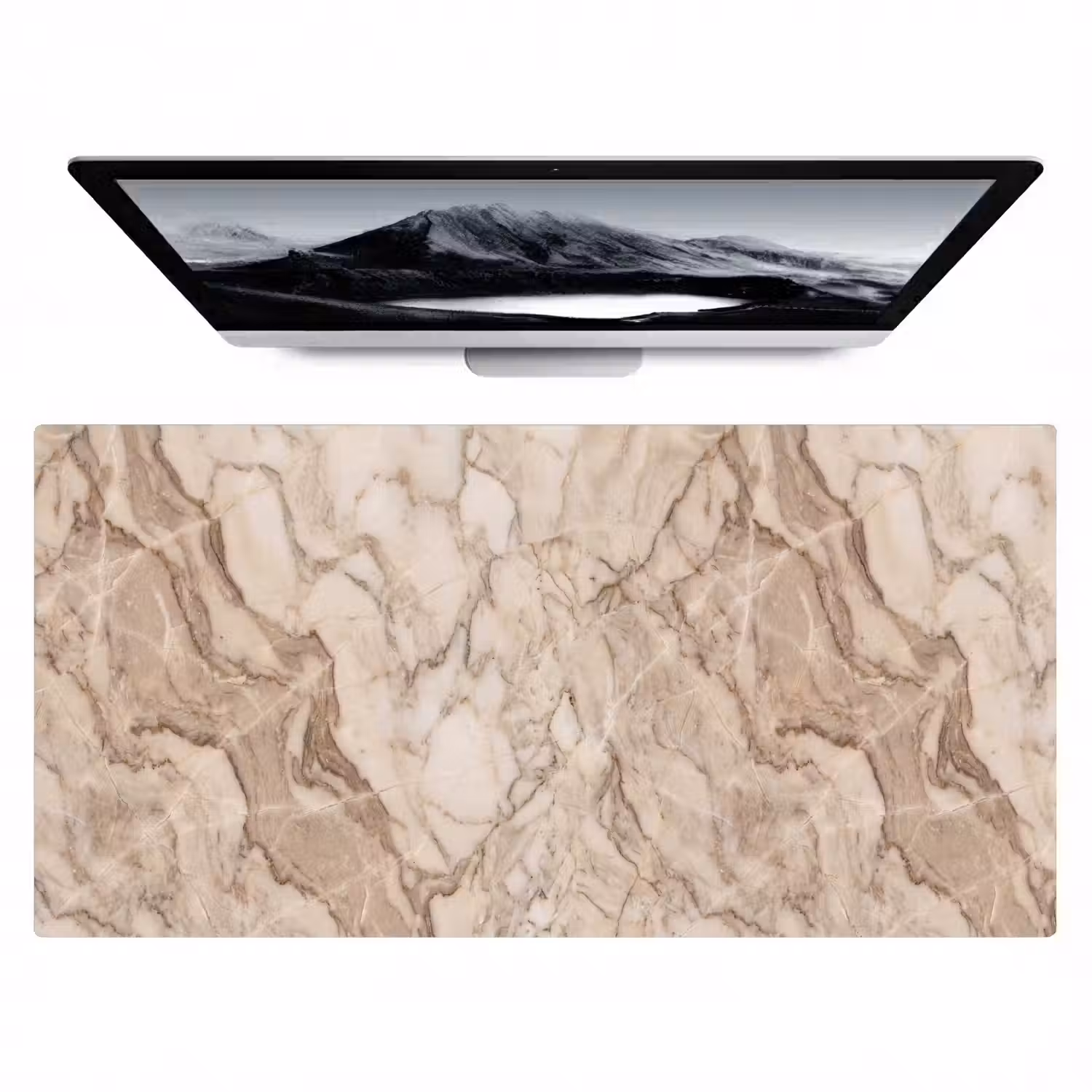 Marmer - Aderen - Textuur - Beige - Modern Muismat XXL klein -zzz3d