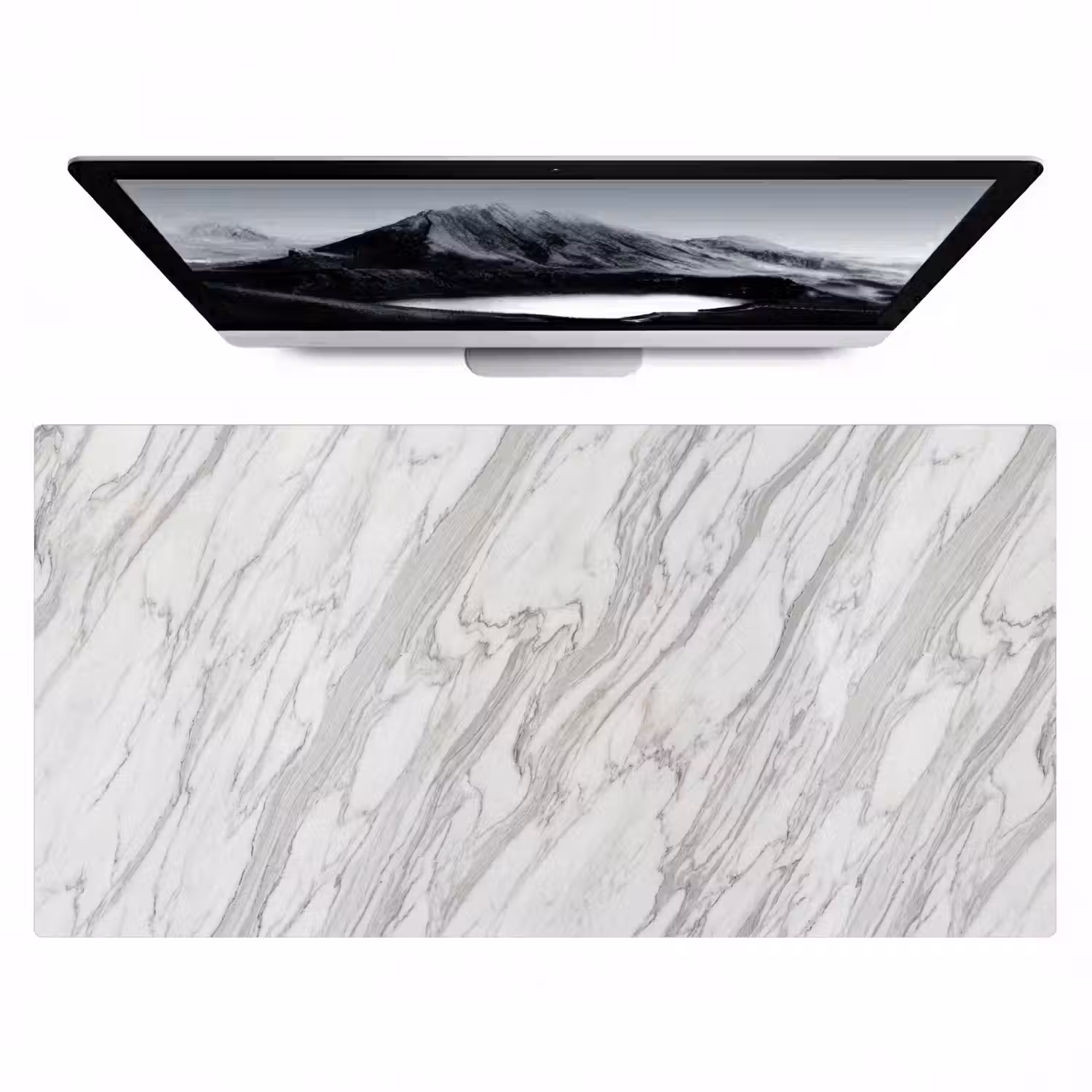 Marmer - Wit - Grijs - Structuur - Modern Muismat XXL klein -zzz3d