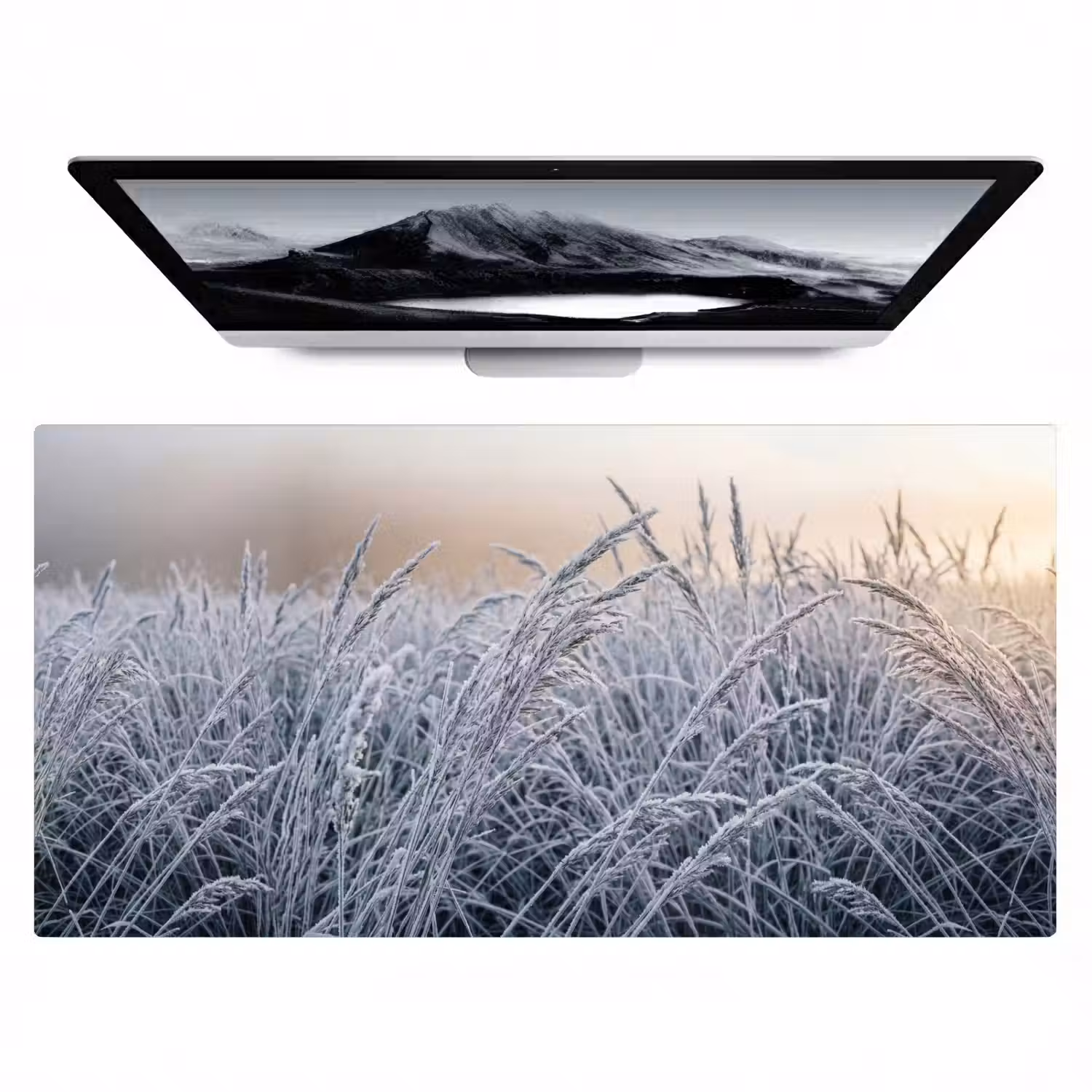 Rijp - Gras - Kristallen - Winter - Minimalistisch Muismat XXL klein -zzz3d