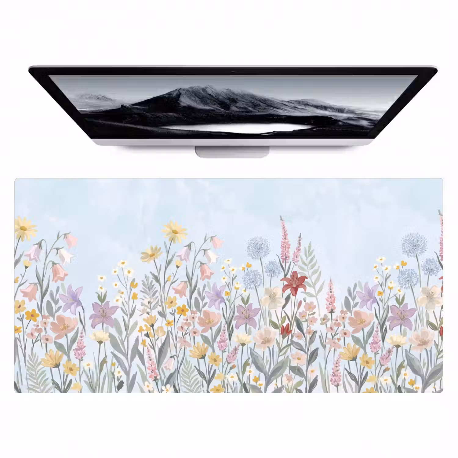 Weidebloemen - Illustratie - Kleurrijk Muismat XXL klein -zzz3d