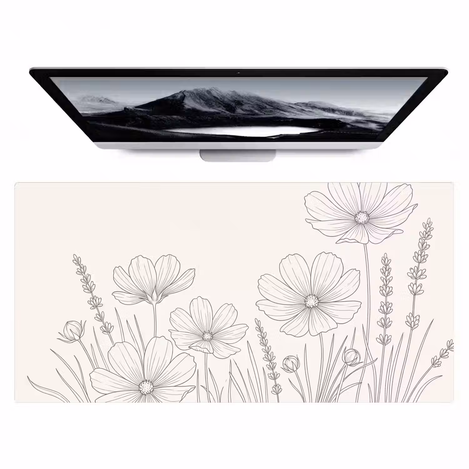 Minimalistisch - Modern - Bloemen - Beige Muismat XXL klein -zzz3d
