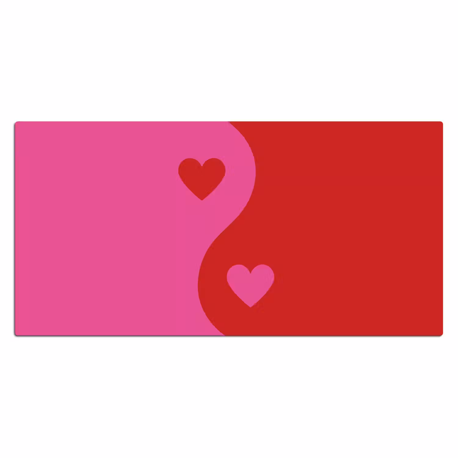 Minimalistisch - Rood - Roze - Hartjes Muismat XXL klein -3d_leeg
