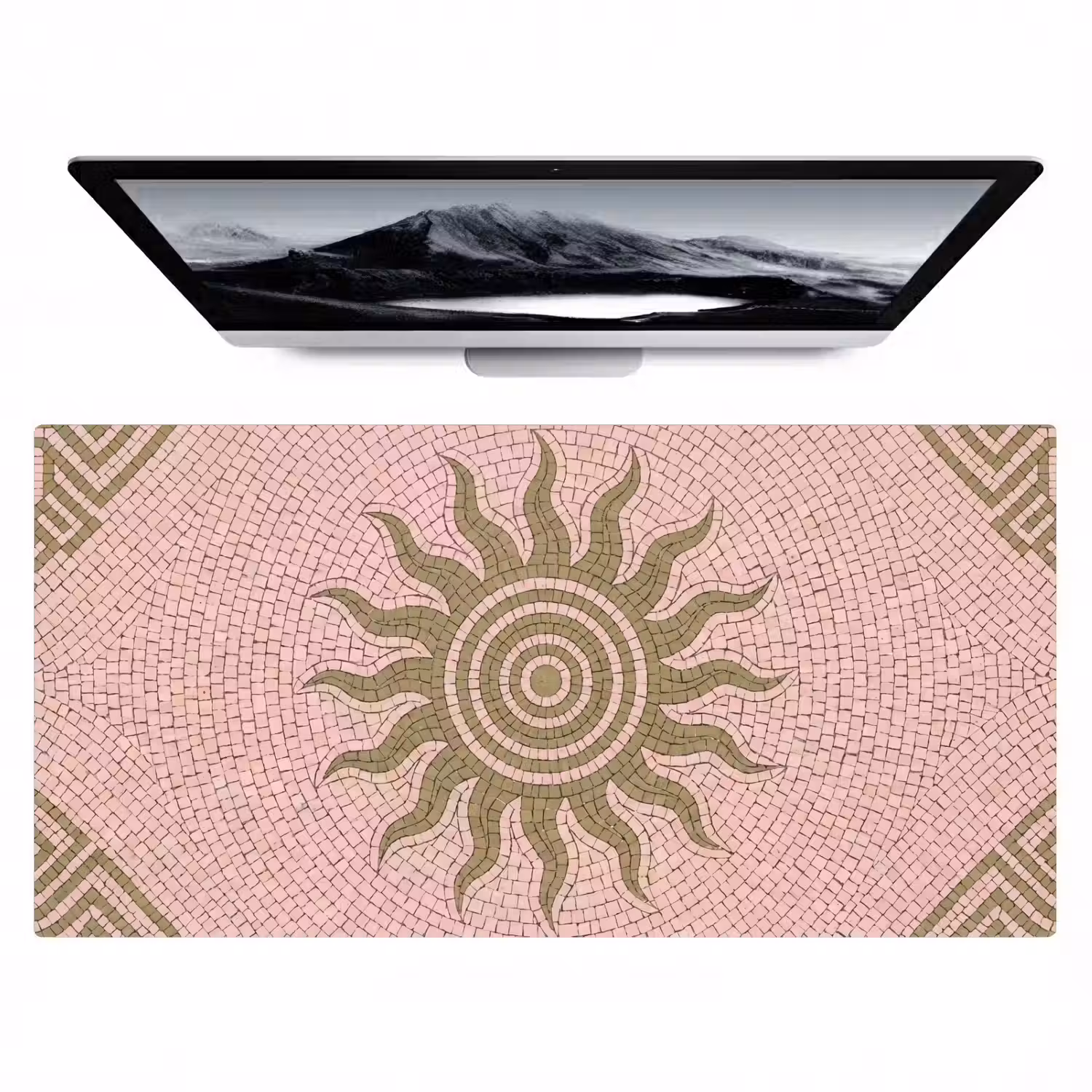 Mozaïek - Zon - Patroon - Klassiek - Roze Muismat XXL klein -zzz3d