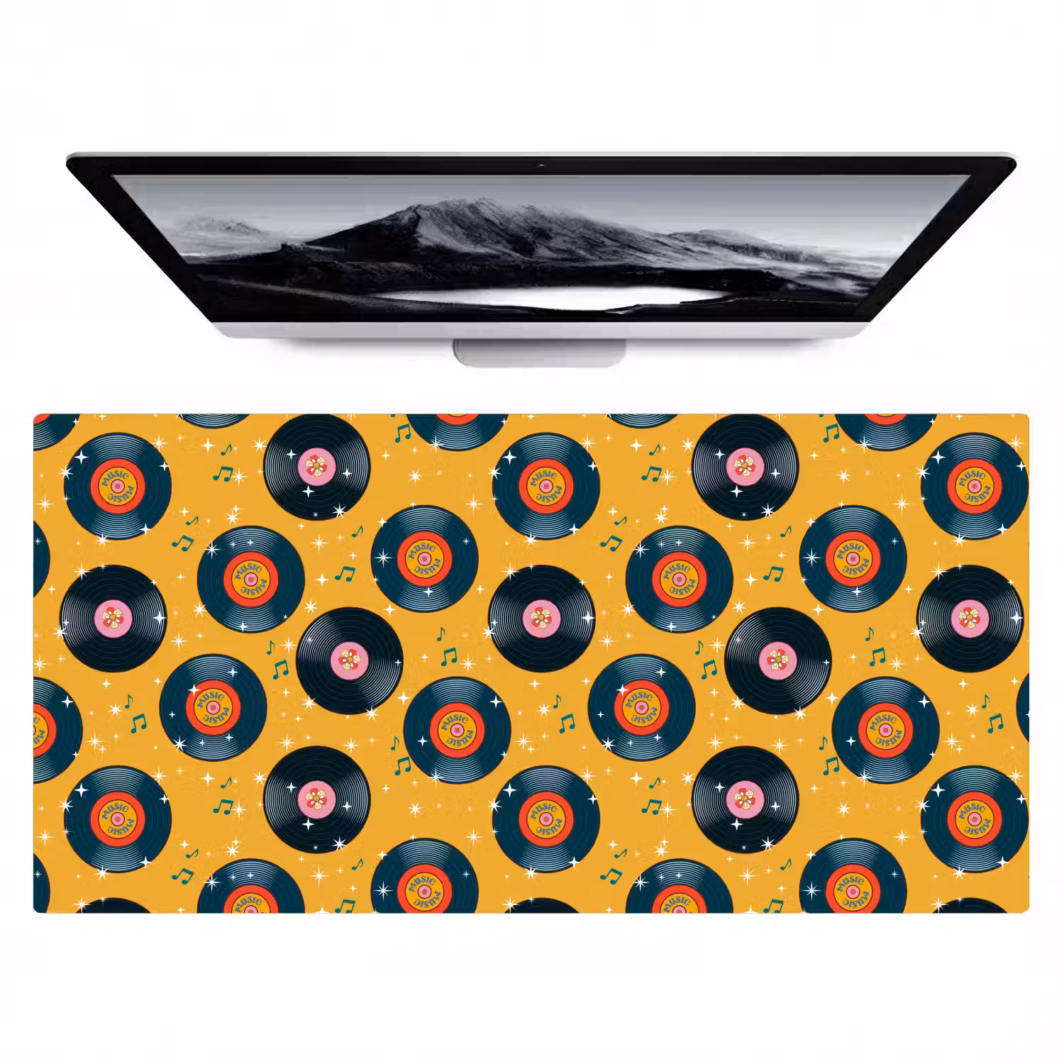Muziek - Patroon - Geel Muismat XXL klein 681 -zzz3d