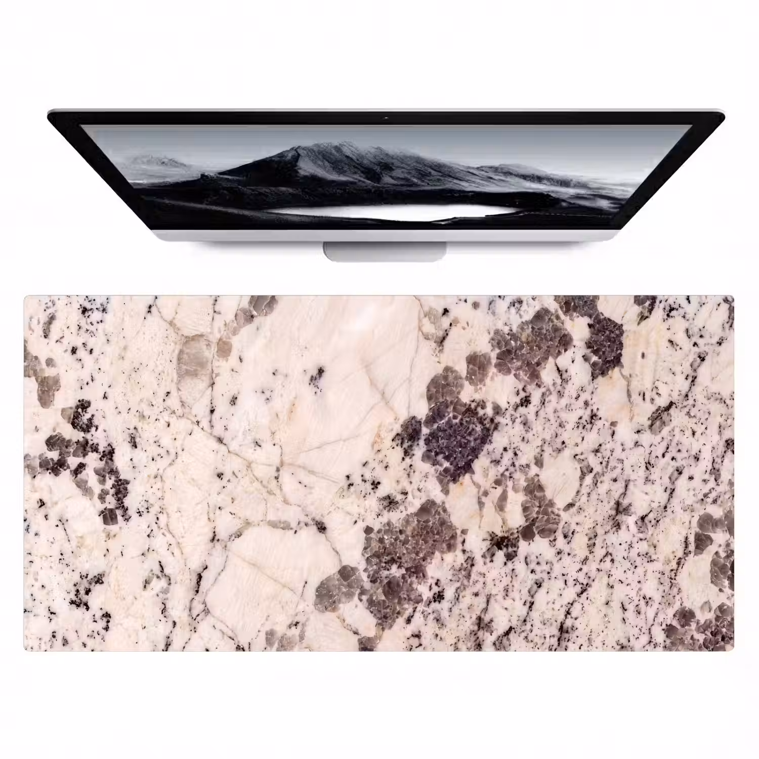 Natuursteen - Patroon - Abstract - Beige - Grijs Muismat XXL klein -zzz3d