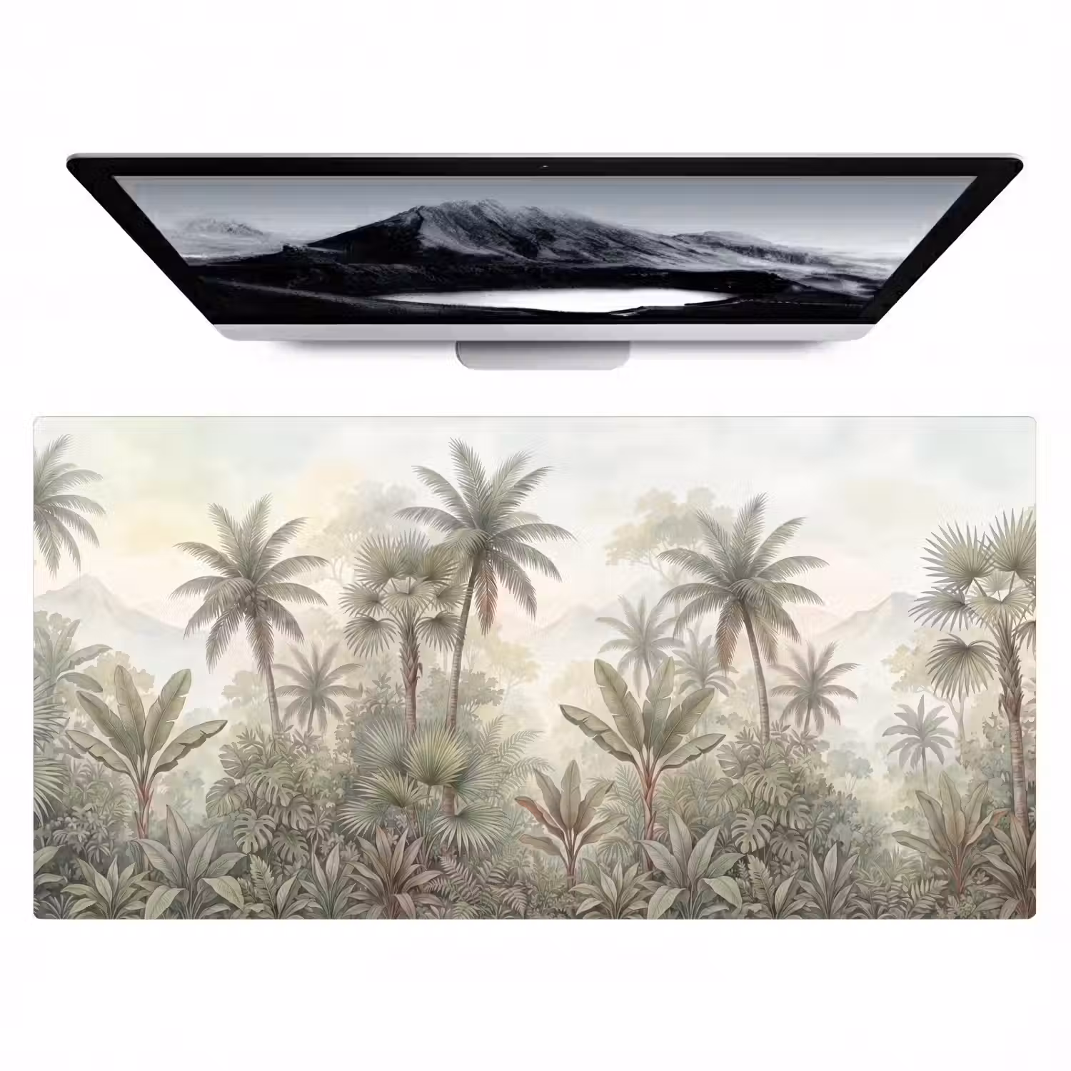 Natuur - Tropisch bos - Landschap - Aquarel - Groen Muismat XXL klein -zzz3d