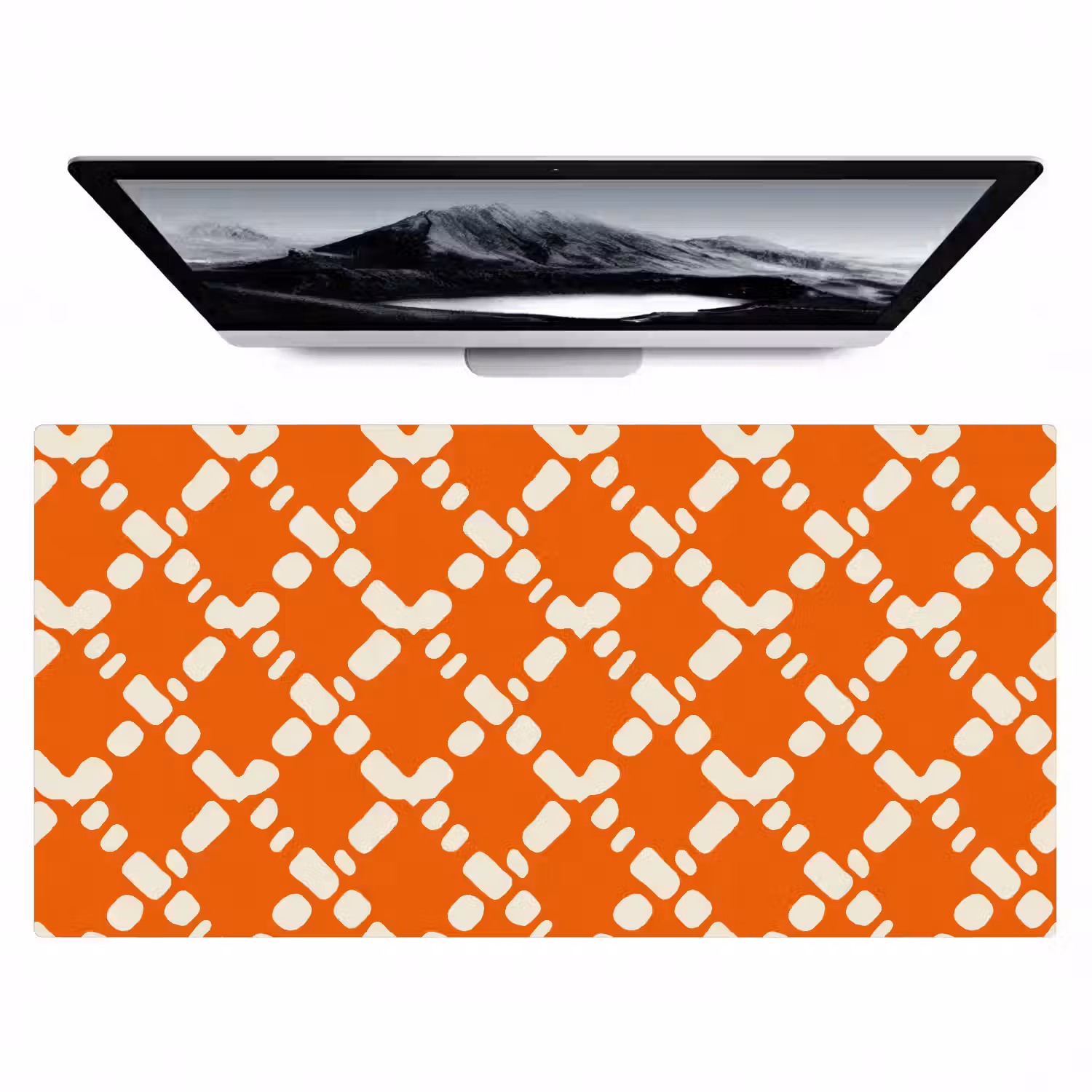 Oranje - Ruitpatroon - Wit Muismat XXL klein 681 -zzz3d