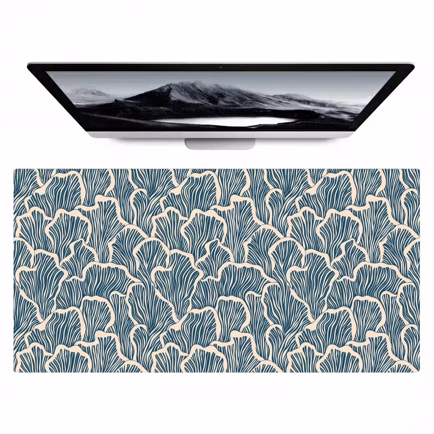 Organisch - Blauw - Crème - Schelpen Muismat XXL klein 681 -zzz3d