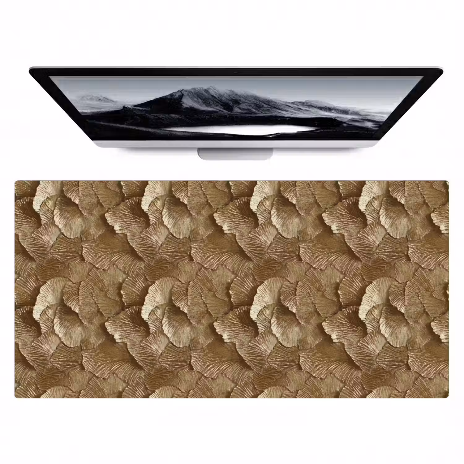 Organisch - Patroon - Bladeren - Goud Muismat XXL klein 681 -zzz3d