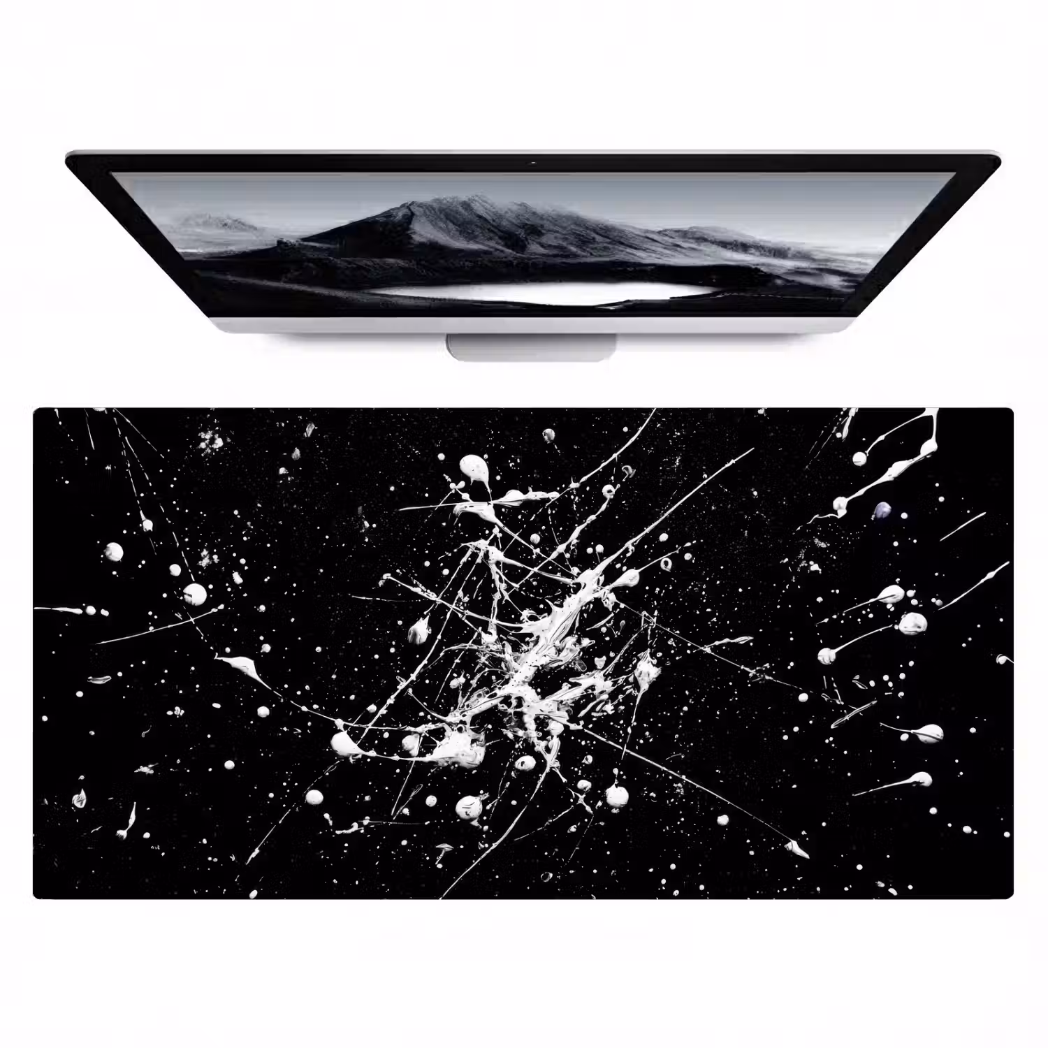 Verfspatten - Wit - Abstract - Explosie Muismat XXL klein -zzz3d