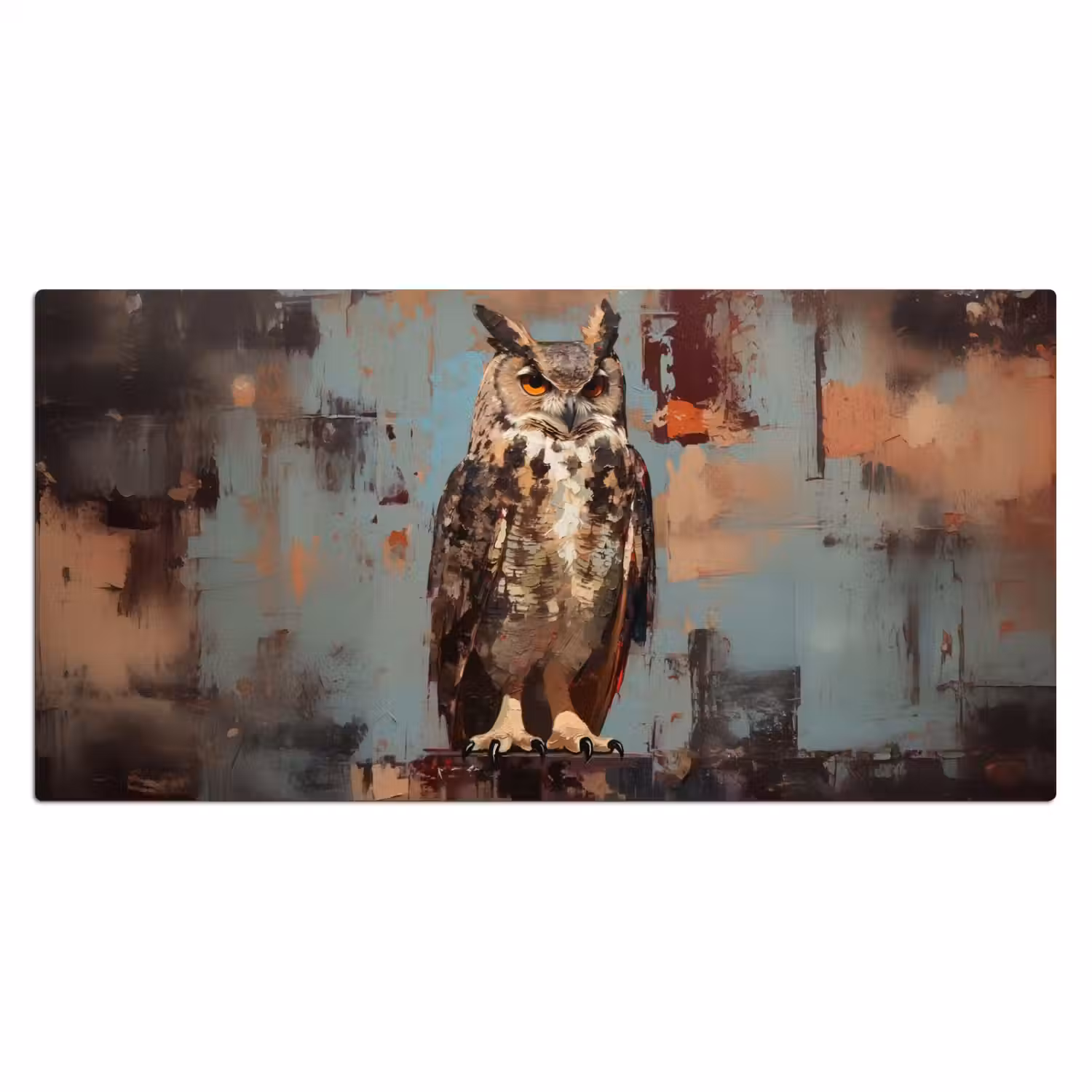 Geschilderd - Abstract - Uil - Bruin Muismat XXL klein -3d_leeg