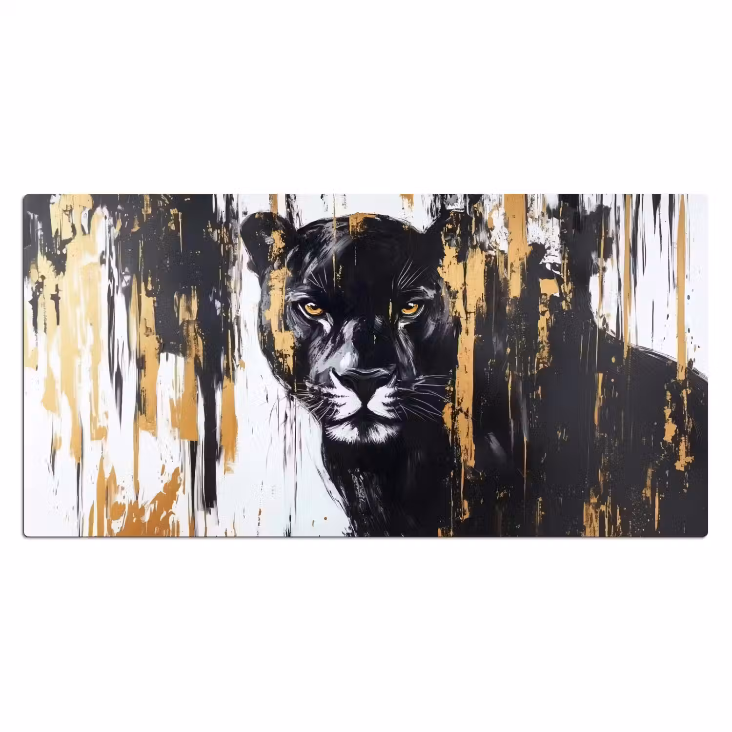 Panter - Zwart - Abstract - Verfstreken Muismat XXL klein -3d_leeg