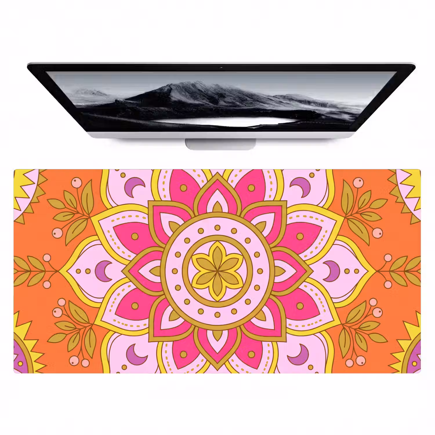 Patroon - Bloemmotief - Decoratie - Abstract - Roze Muismat XXL klein -zzz3d