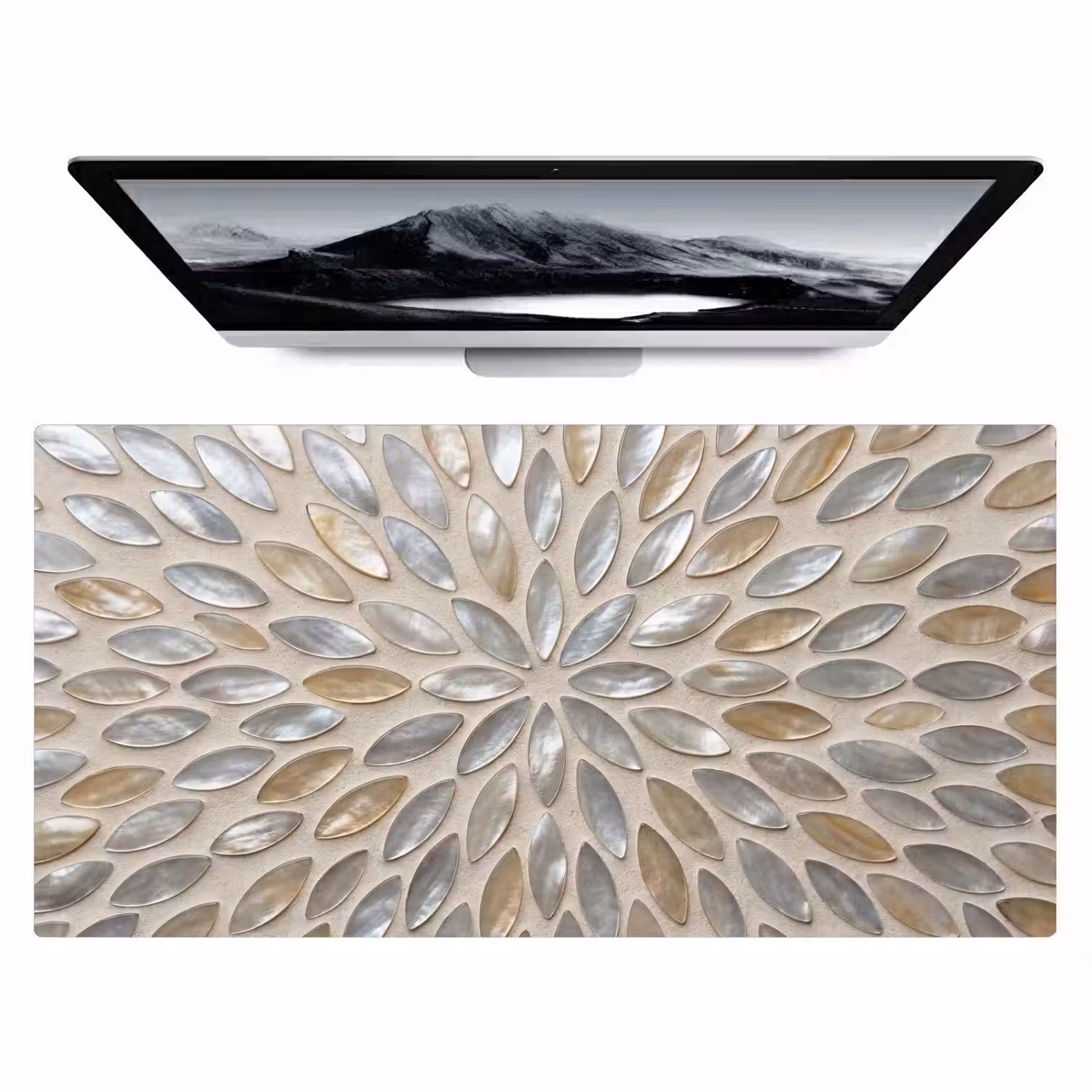 Patroon - Ovaal - Glanzend - Abstract - Beige Muismat XXL klein -zzz3d