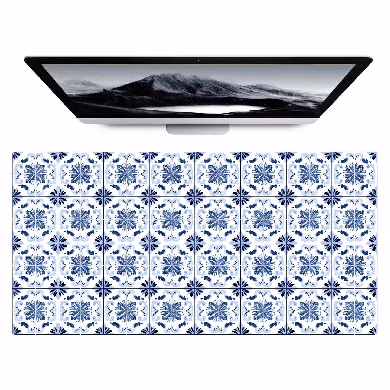 Patroon - Tegel - Blauw Muismat XXL klein 681 -zzz3d