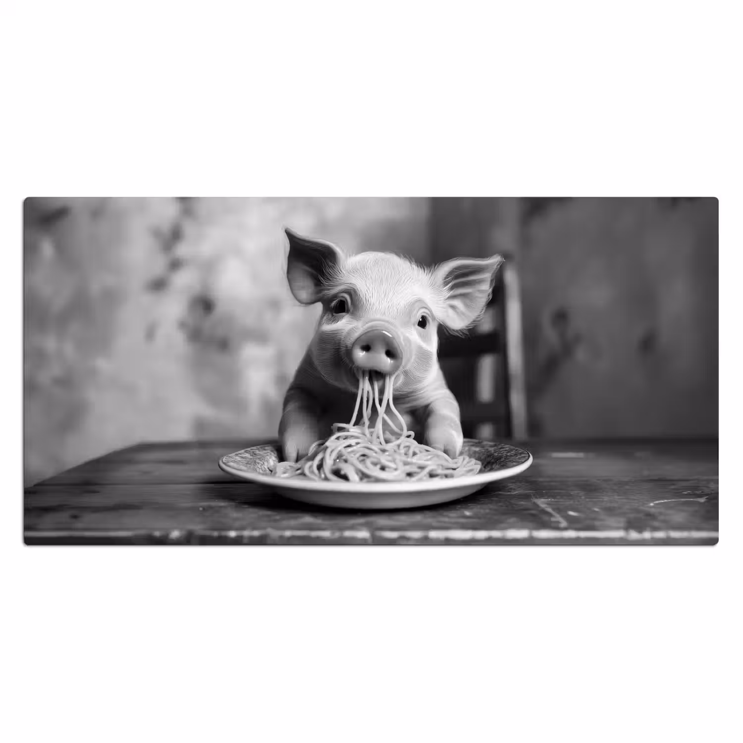 Varken - Schattig - Spaghetti - Zwart wit - Dier Muismat XXL klein -3d_leeg