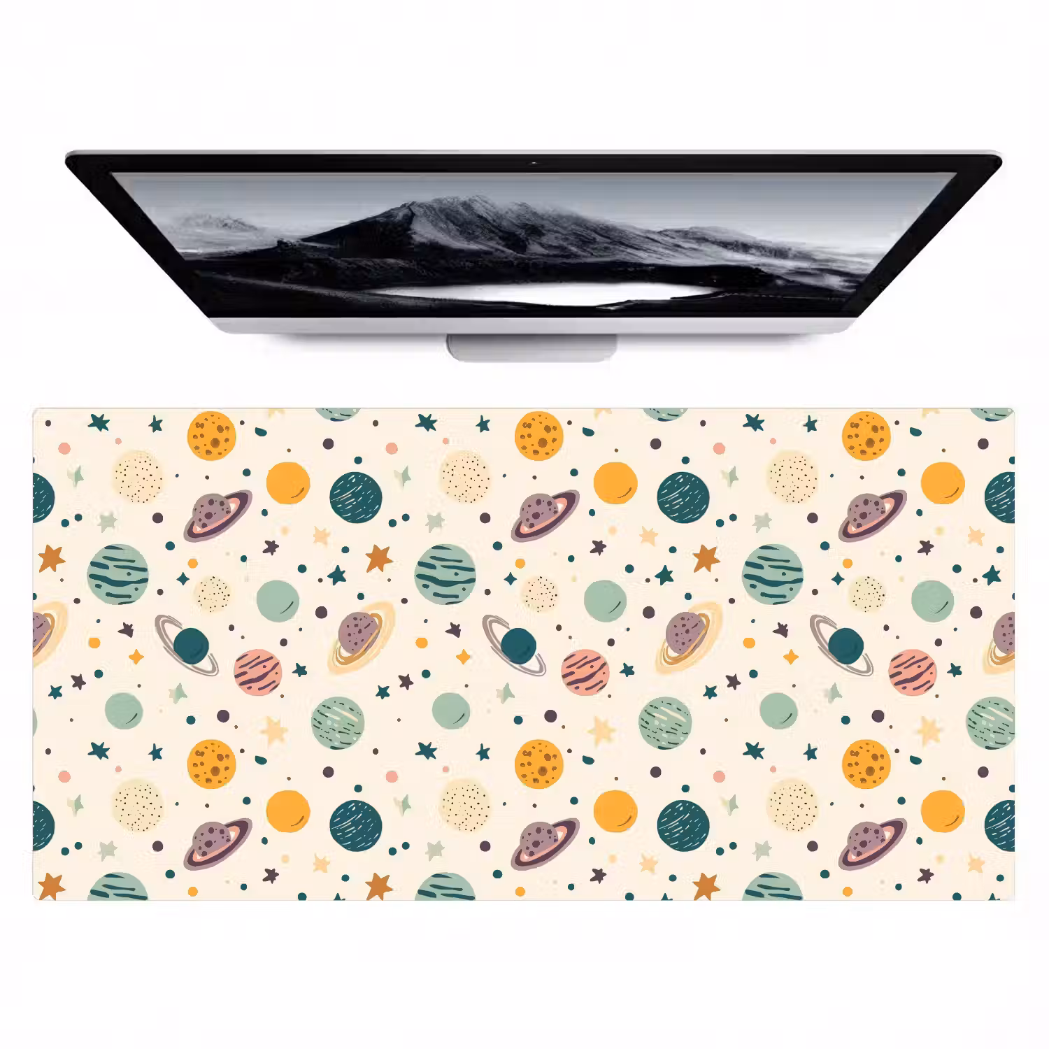 Planeten - Retro - Kleurrijk Muismat XXL klein 681 -zzz3d
