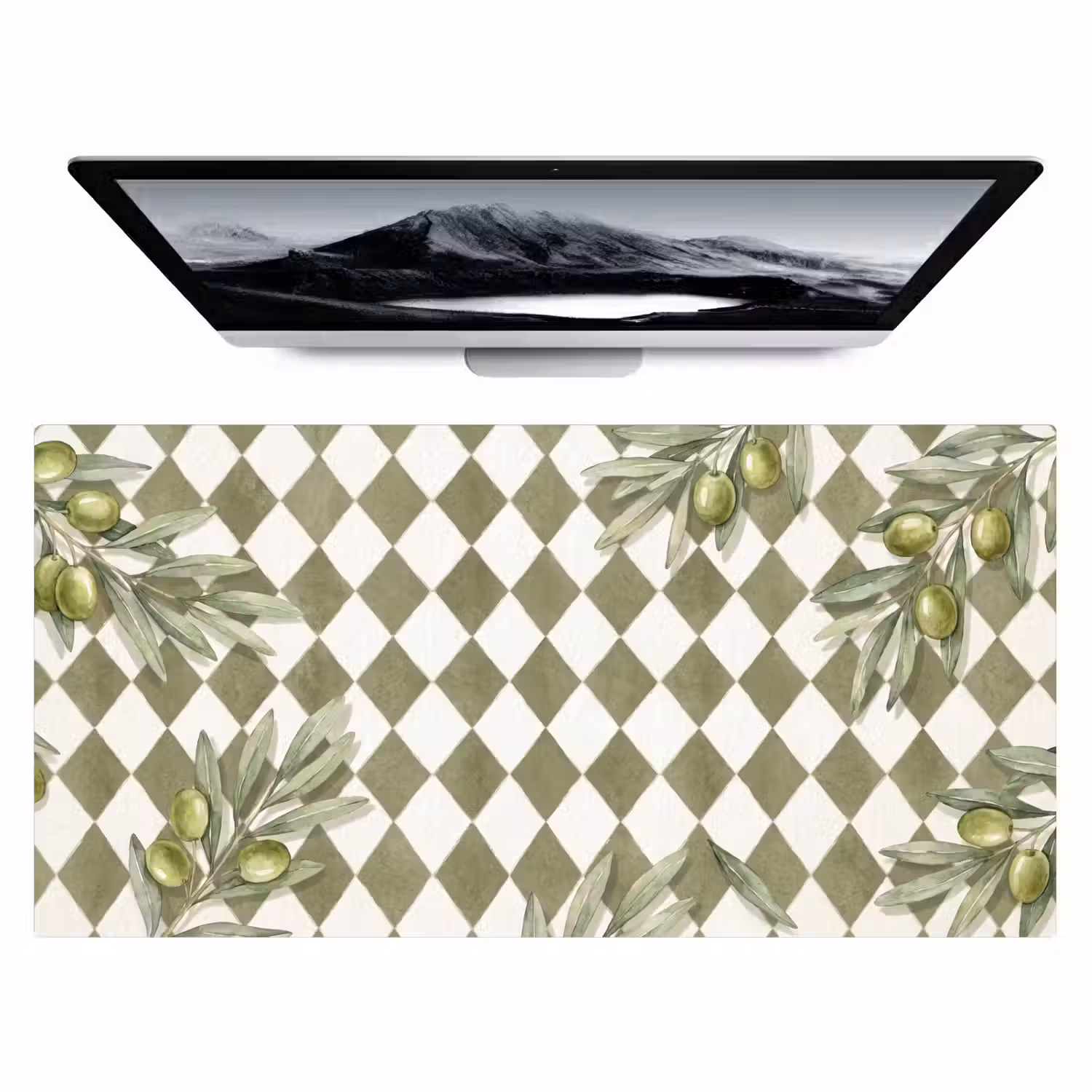 Plant - Olijftakken - Waterverf - Mediterraan - Groen Muismat XXL klein -zzz3d