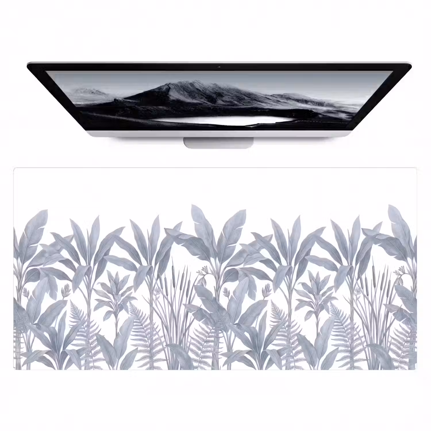 Planten - Bladeren - Natuur - Grijs Muismat XXL klein -zzz3d