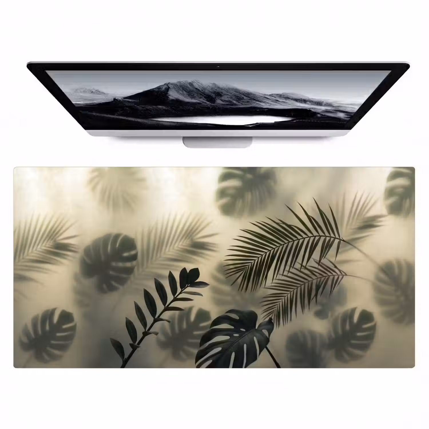 Planten - Bladeren - Schaduwen - Groen - Modern Muismat XXL klein -zzz3d