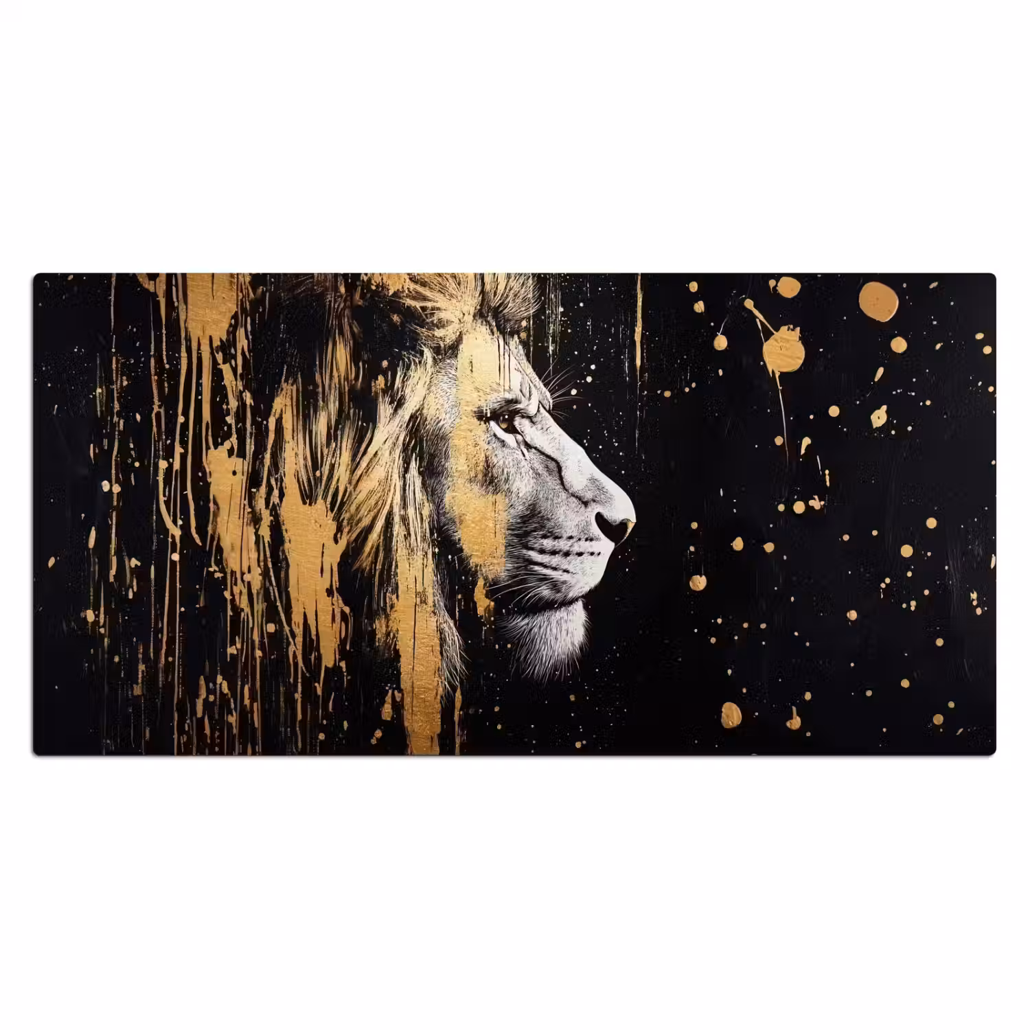 Portret - Leeuw - Abstract - Goud Muismat XXL klein -3d_leeg