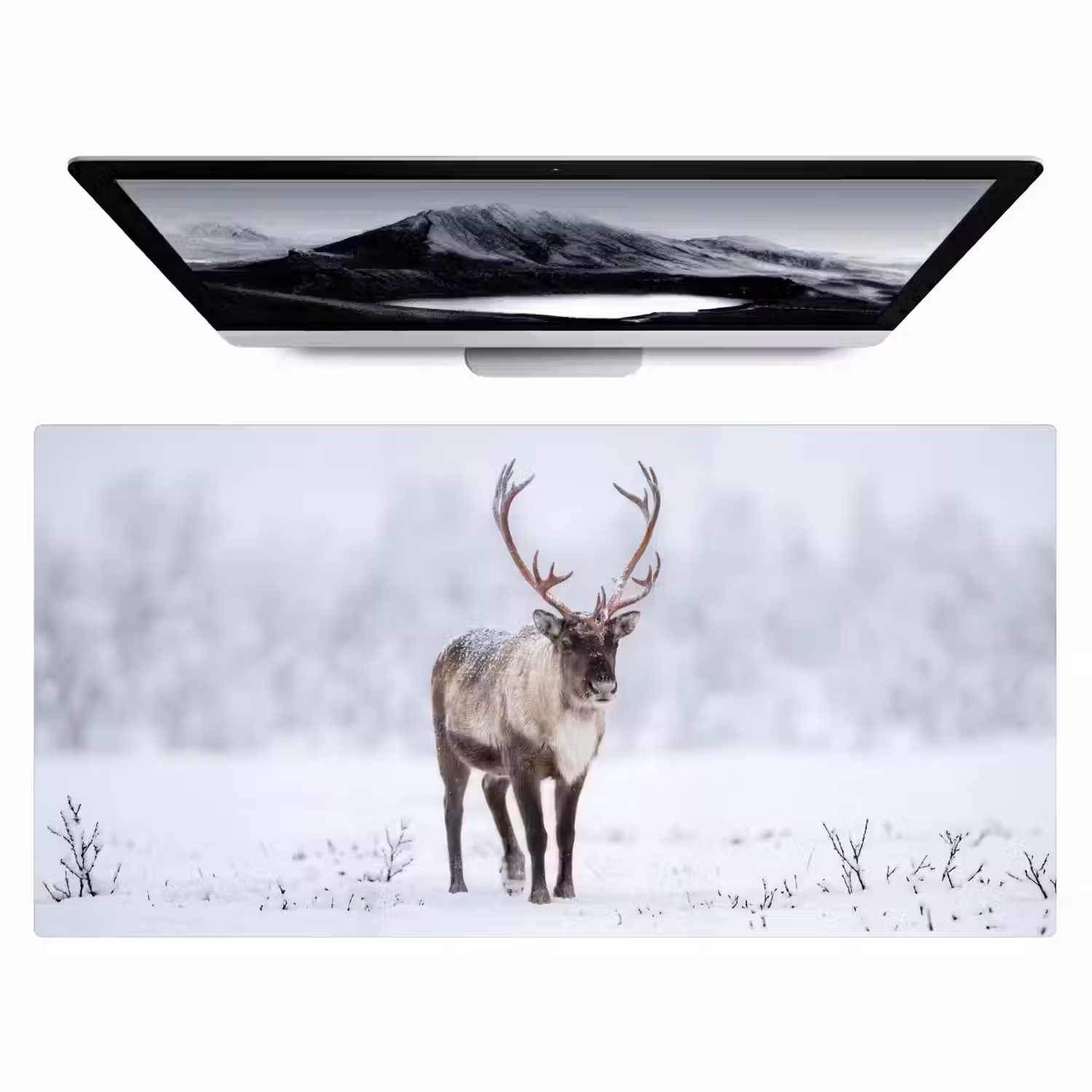 Rendier - Gewei - Toendra - Sneeuw - Wild Muismat XXL klein -zzz3d