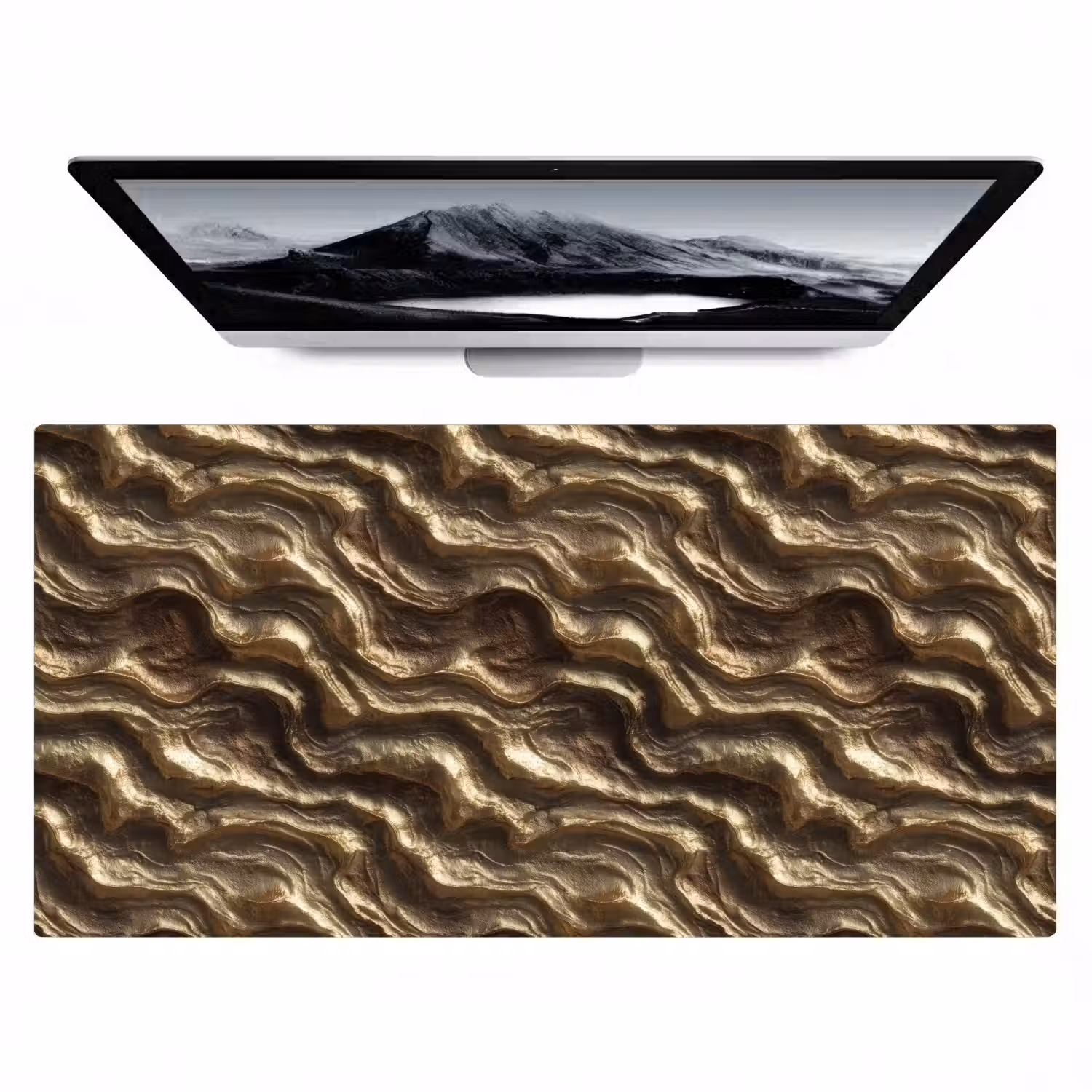 Reliëf - Golven - Abstract - Bronsgoud Muismat XXL klein 681 -zzz3d