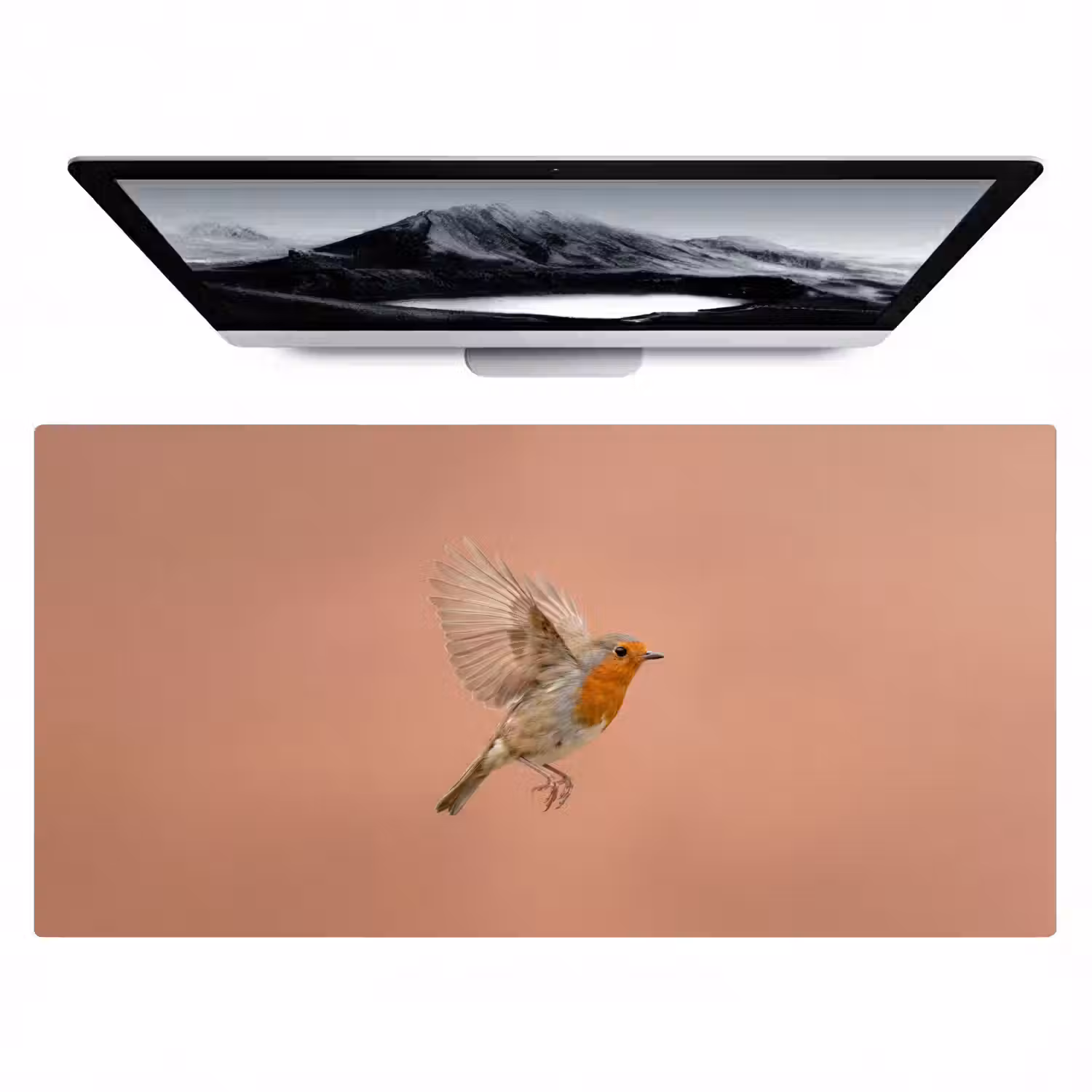 Roodborst - Natuur - Roze Muismat XXL klein -zzz3d