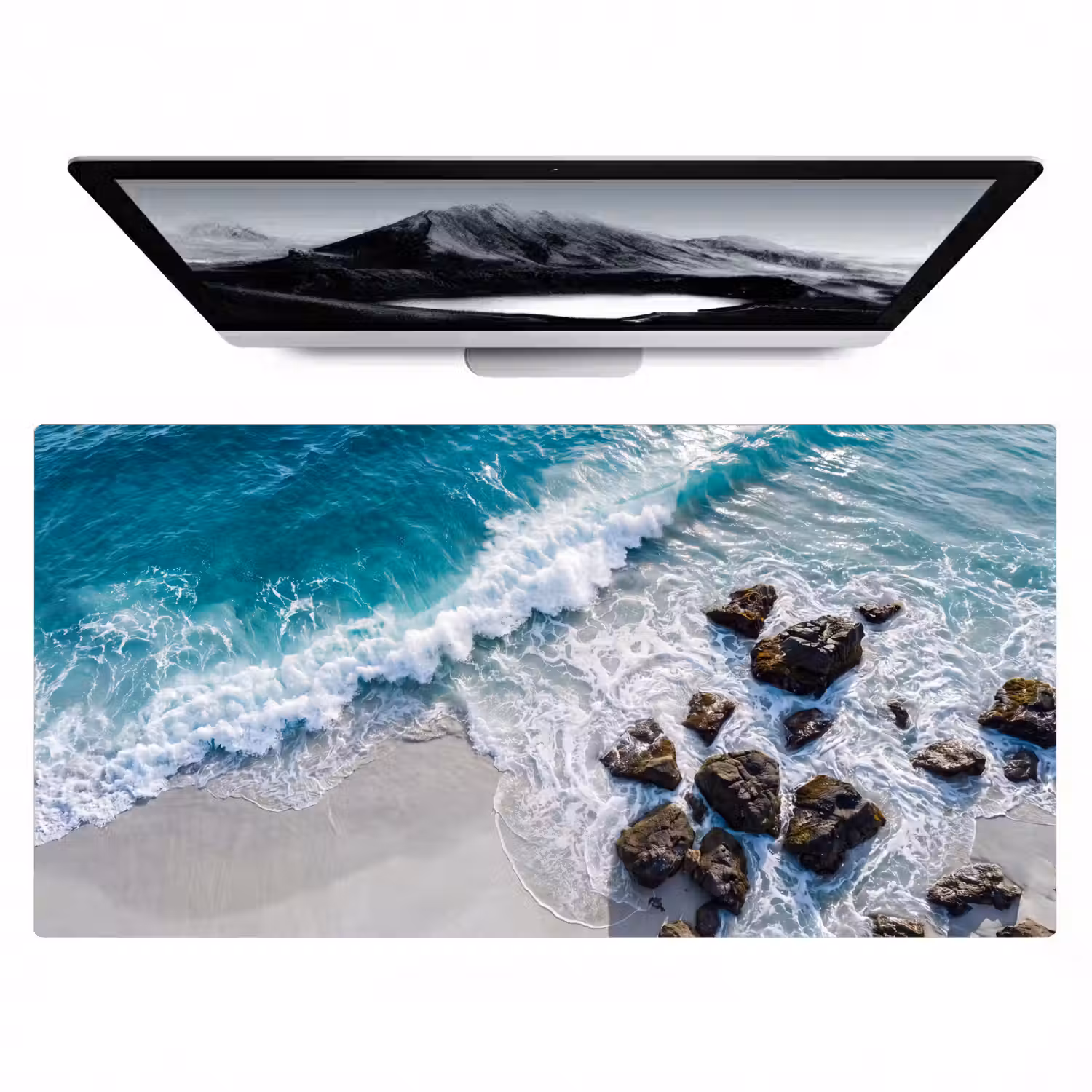 Zee - Golf - Strand - Natuur - Blauw Muismat XXL klein -zzz3d