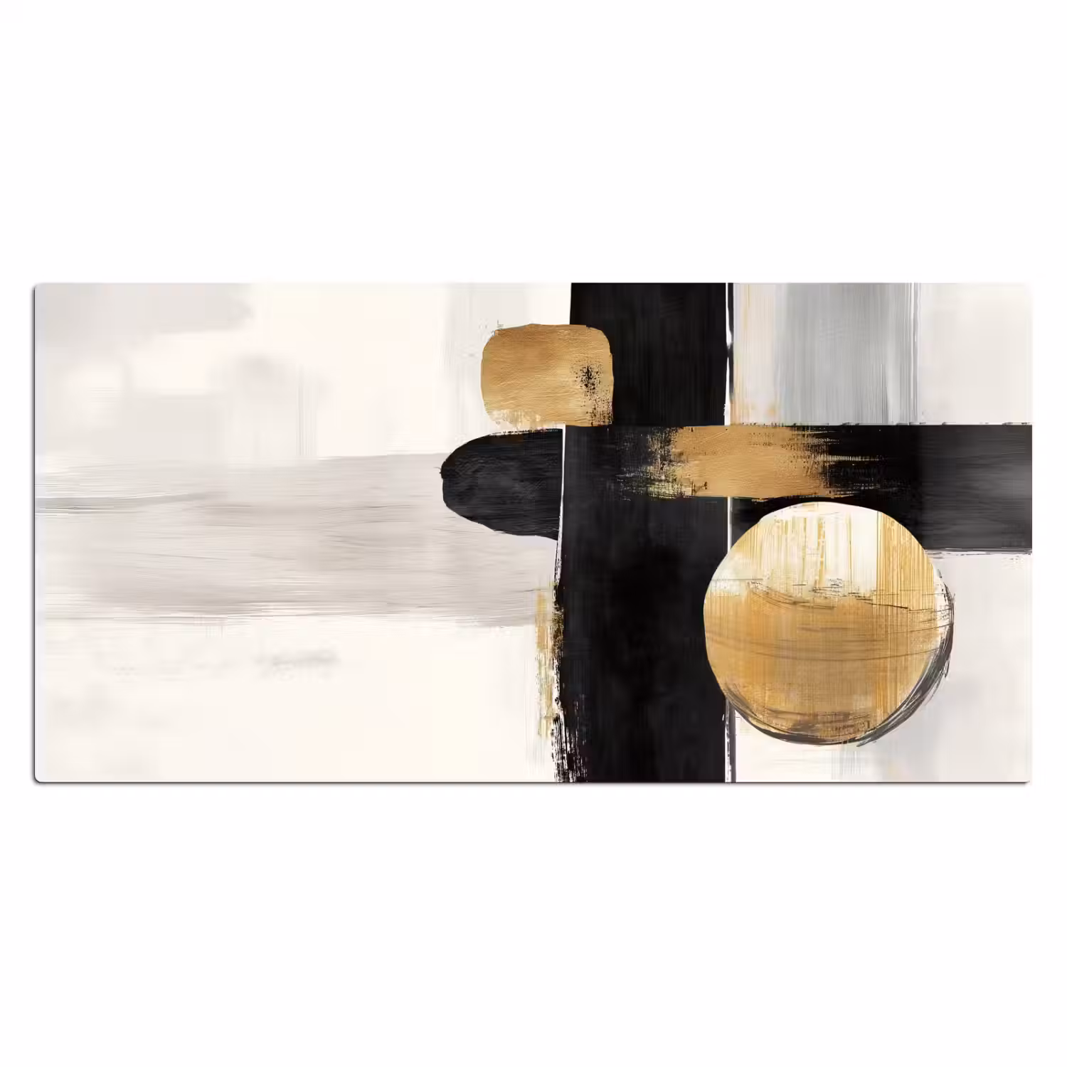 Vormen - Penseelstreken - Abstract - Goud Muismat XXL klein -3d_leeg