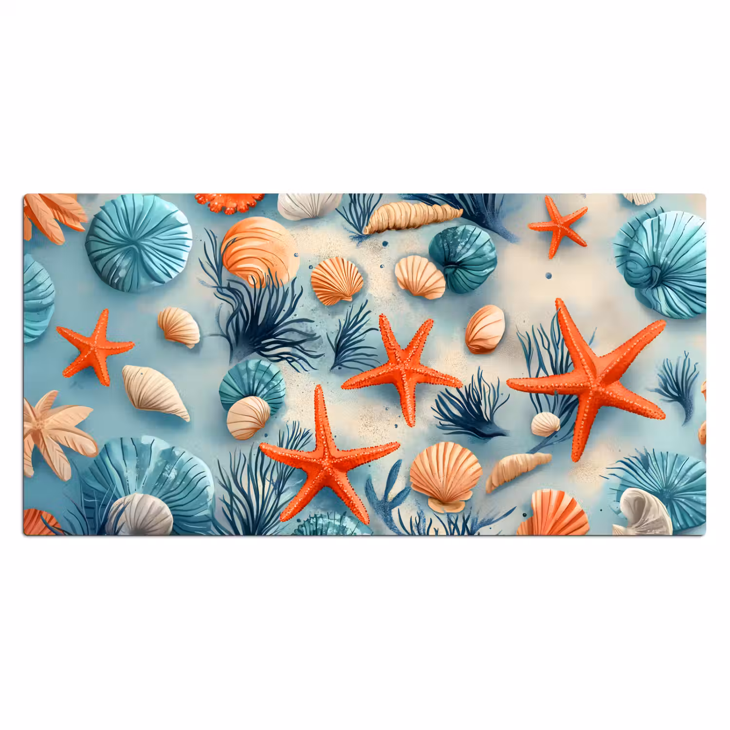 Zeesterren - Schelpen - Illustratie - Zand Muismat XXL klein -3d_leeg