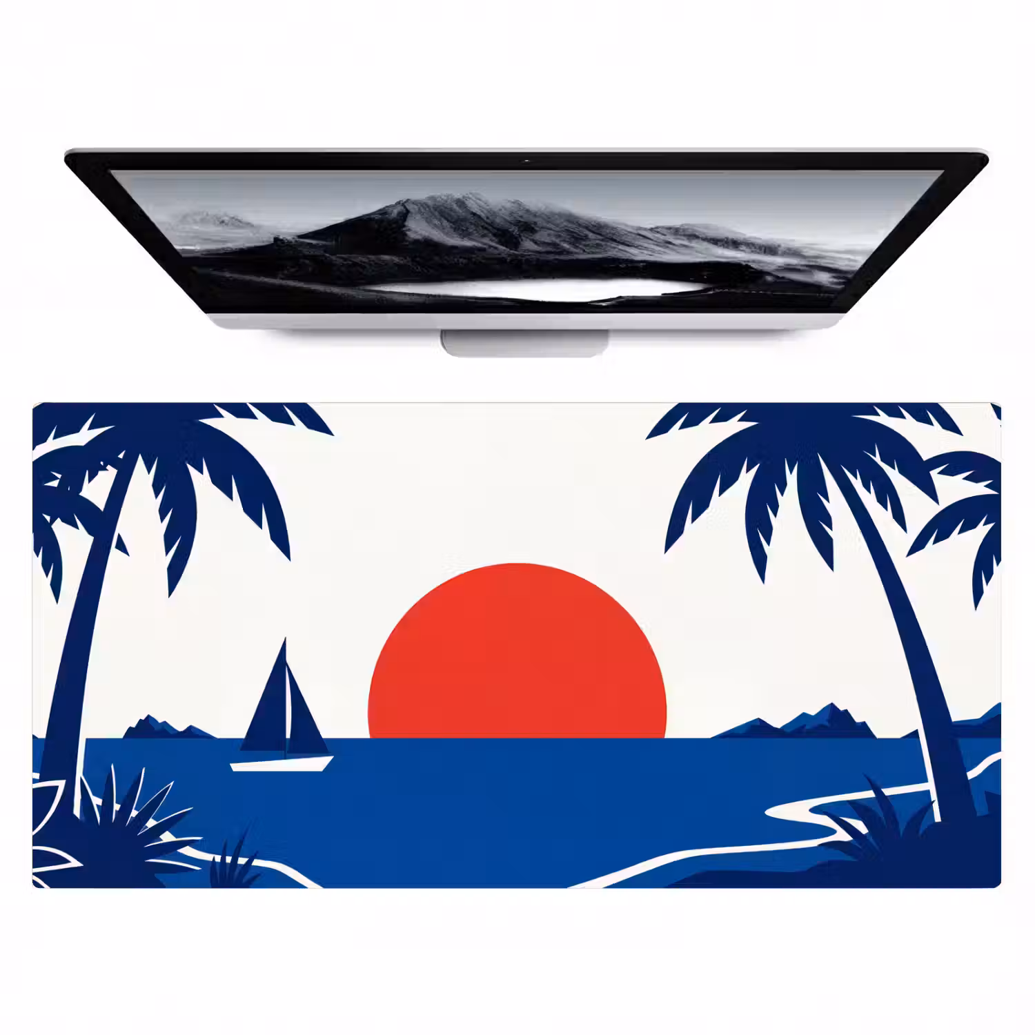 Zonsondergang - Zee - Palmboom - Tropisch - Modern Muismat XXL klein -zzz3d