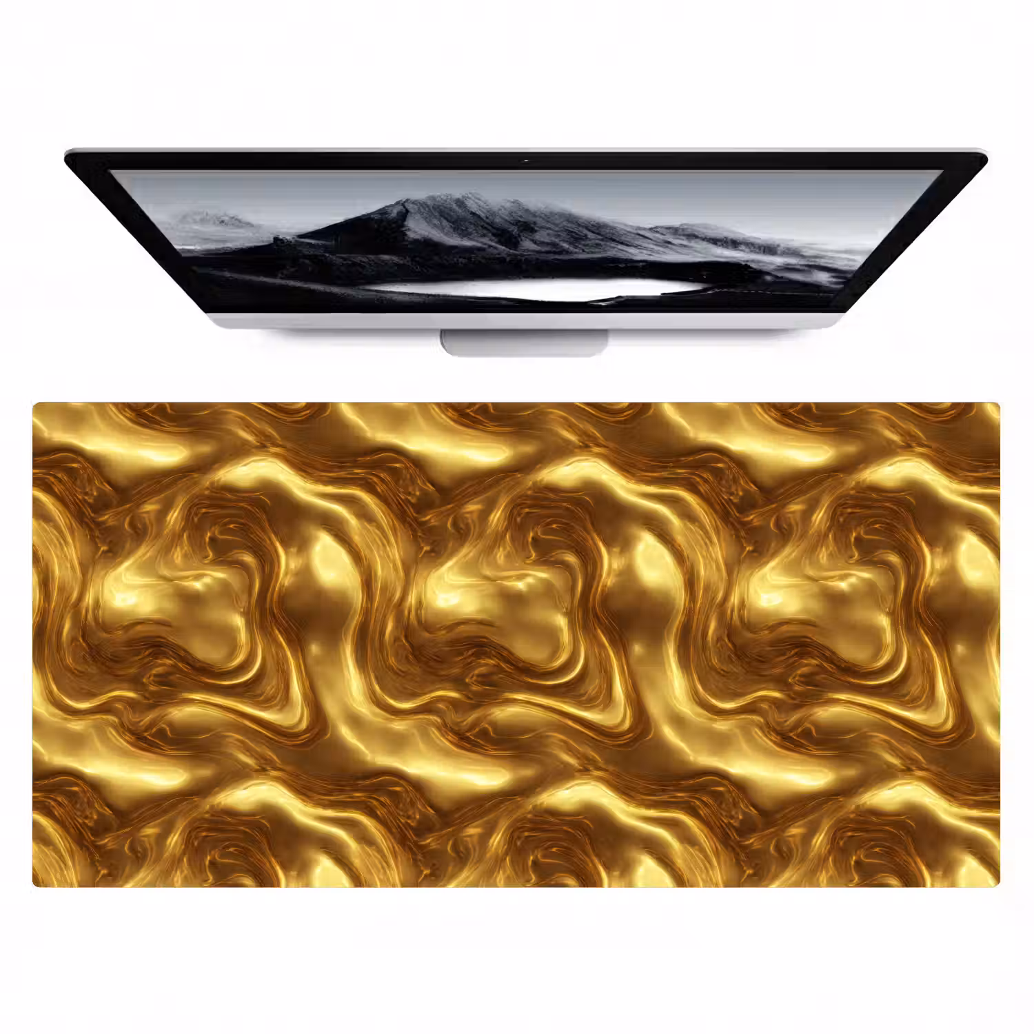 Textuur - Vloeibaar - Organisch - Goud Muismat XXL klein 681 -zzz3d