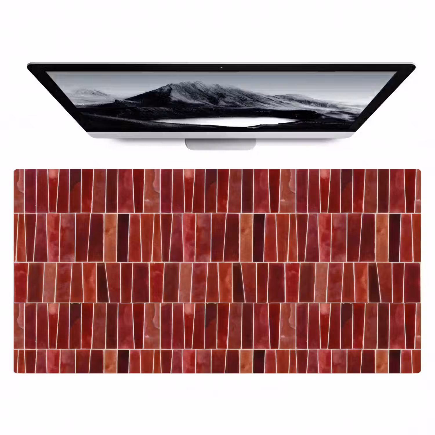 Tegels - Modern - Structuur - Dieprood Muismat XXL klein 681 -zzz3d