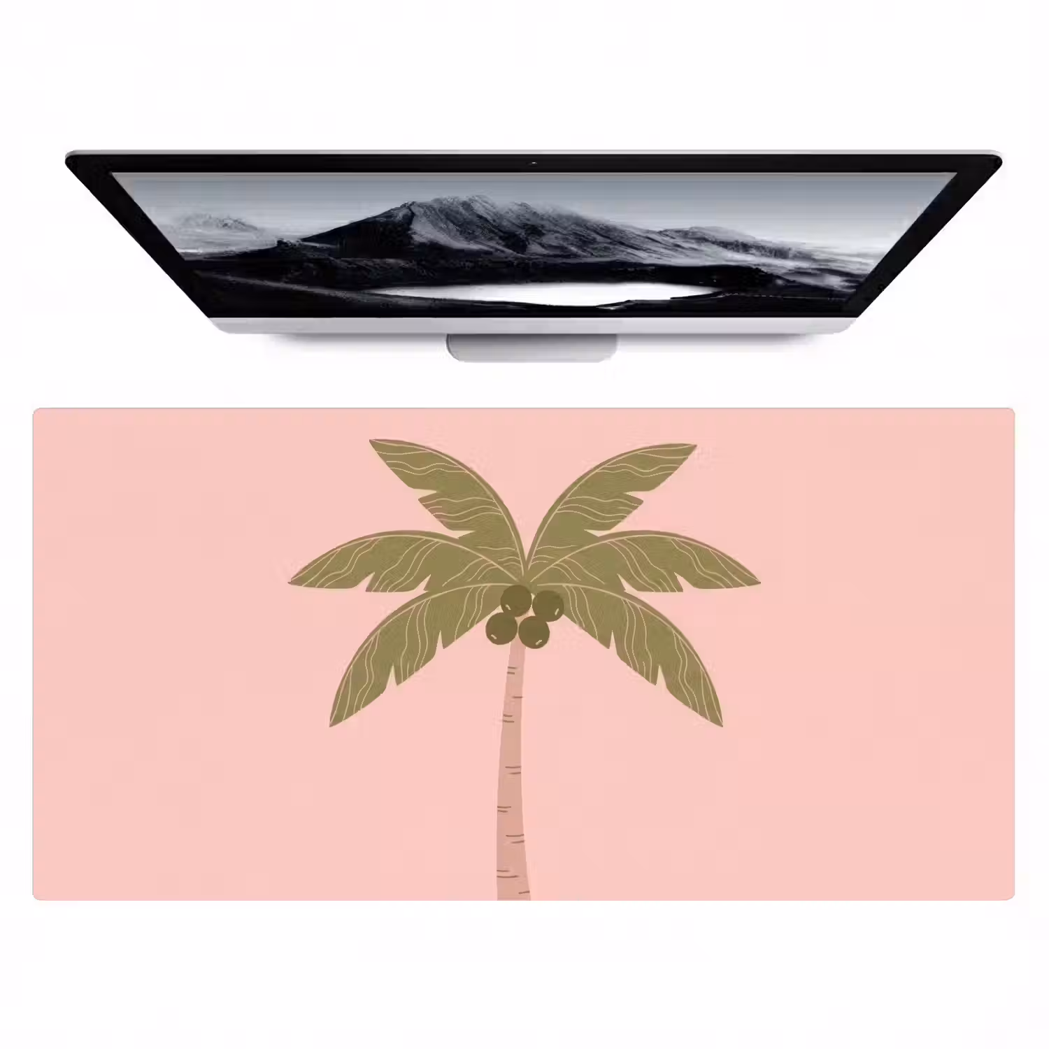 Boom - Palm - Natuur - Illustratie - Roze Muismat XXL klein -zzz3d