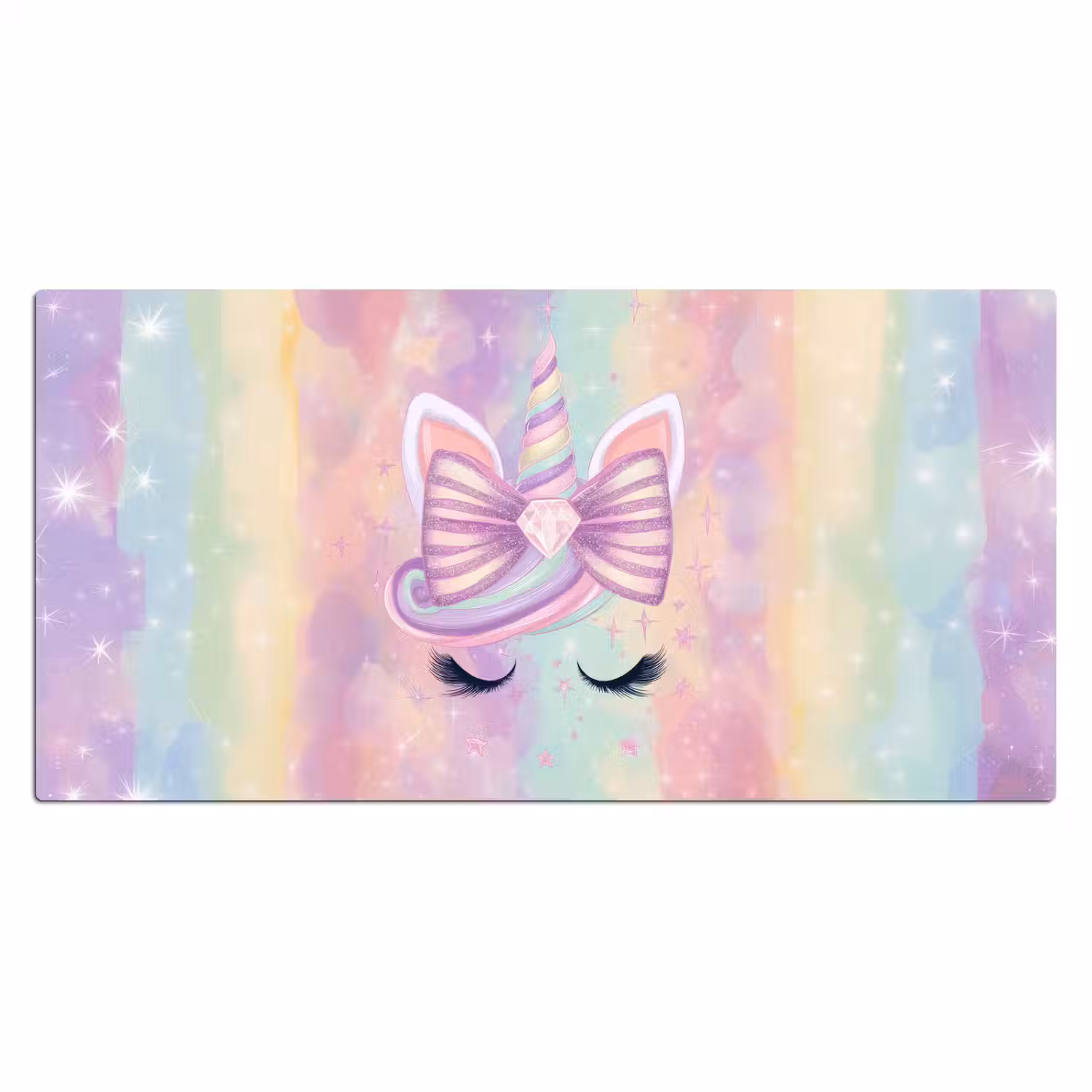 Eenhoorn - Glitters - Regenboog - Pastel Muismat XXL klein -3d_leeg